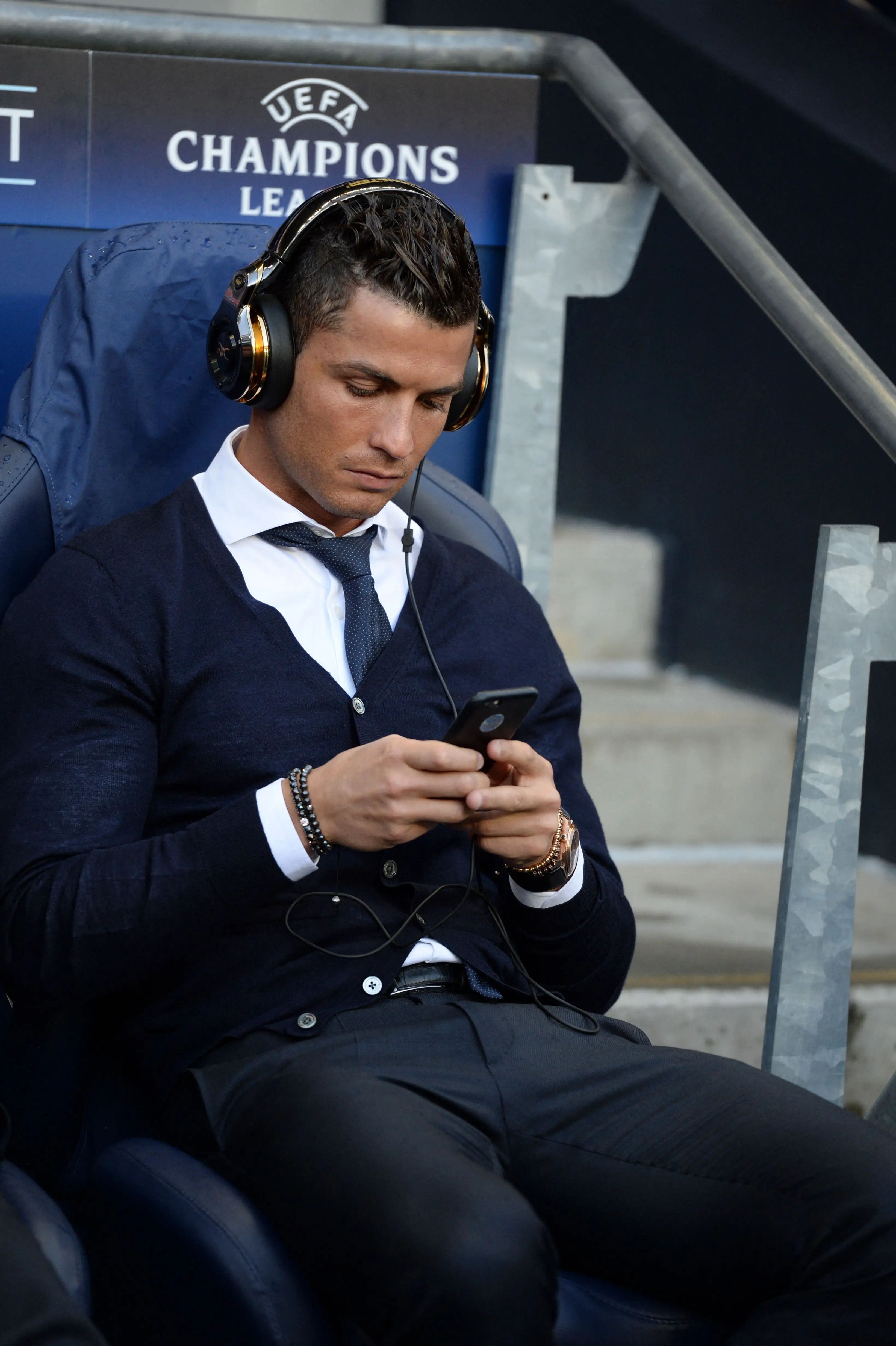 Cristiano Ronaldo's strict phone ban was revealed by a former teammate. Image: Getty