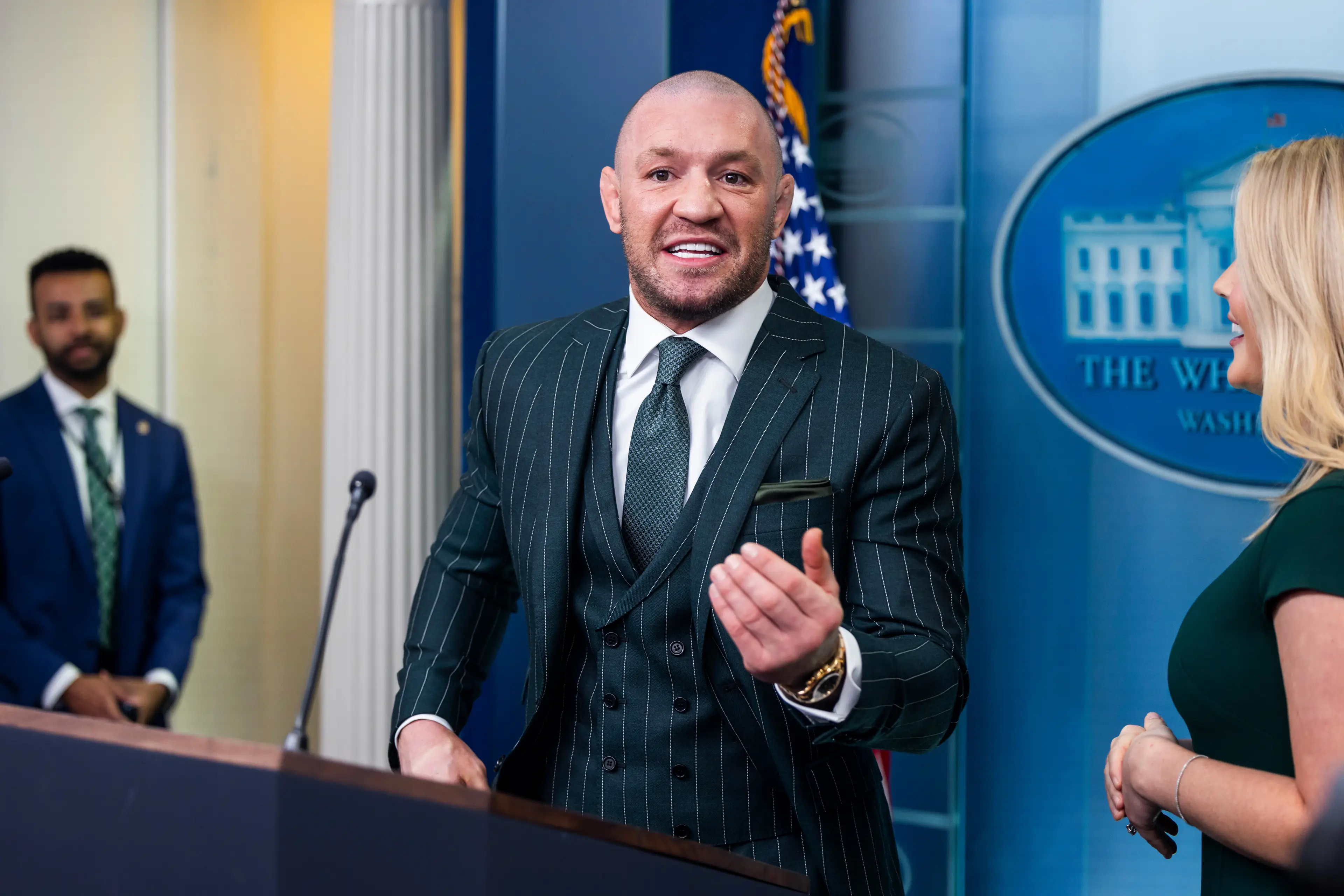 Conor McGregor speaking in the White House (Image: Getty)