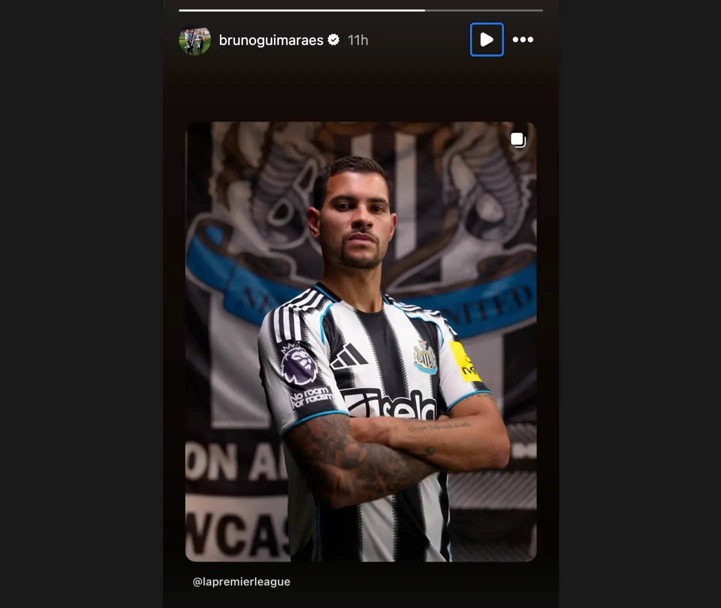 Newcastle captain Bruno Guimaraes on Instagram (Image: Instagram/@brunoguimaraes)