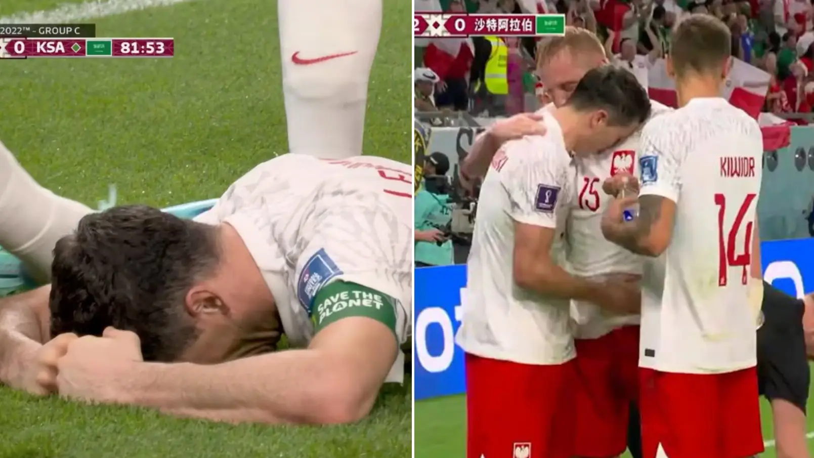 Robert Lewandowski breaks down in tears after he scores his first World Cup goal, it meant so much