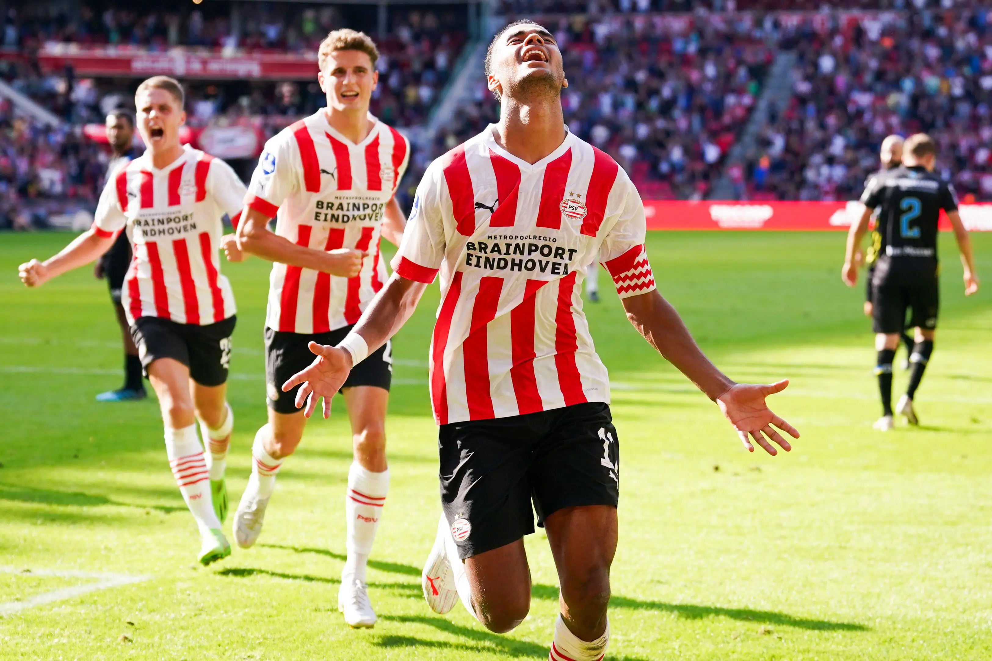 Gakpo celebrates scoring last week. Image: Alamy