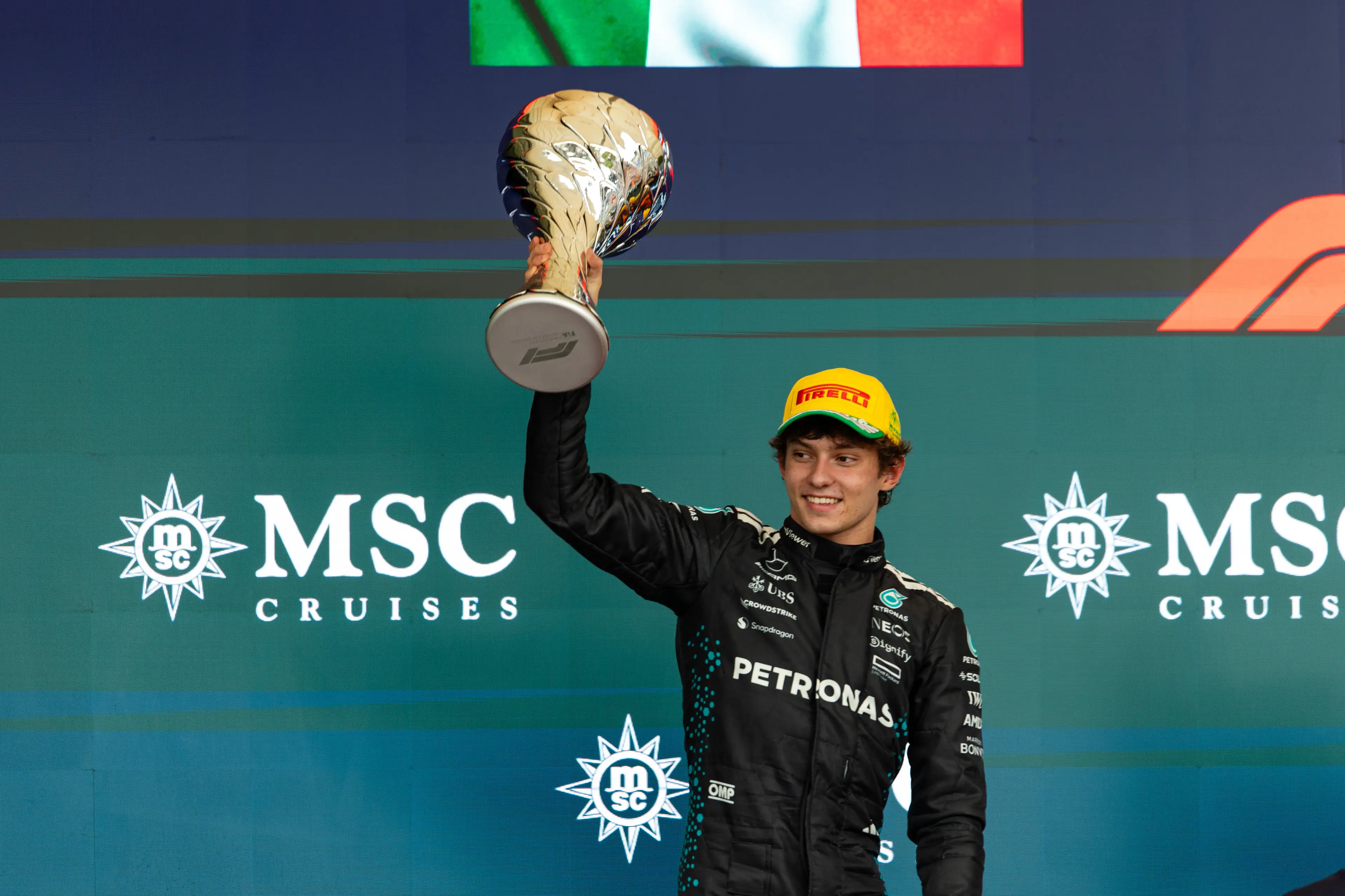 Kimi Antonelli finished on the podium in Brazil (Image: Getty)