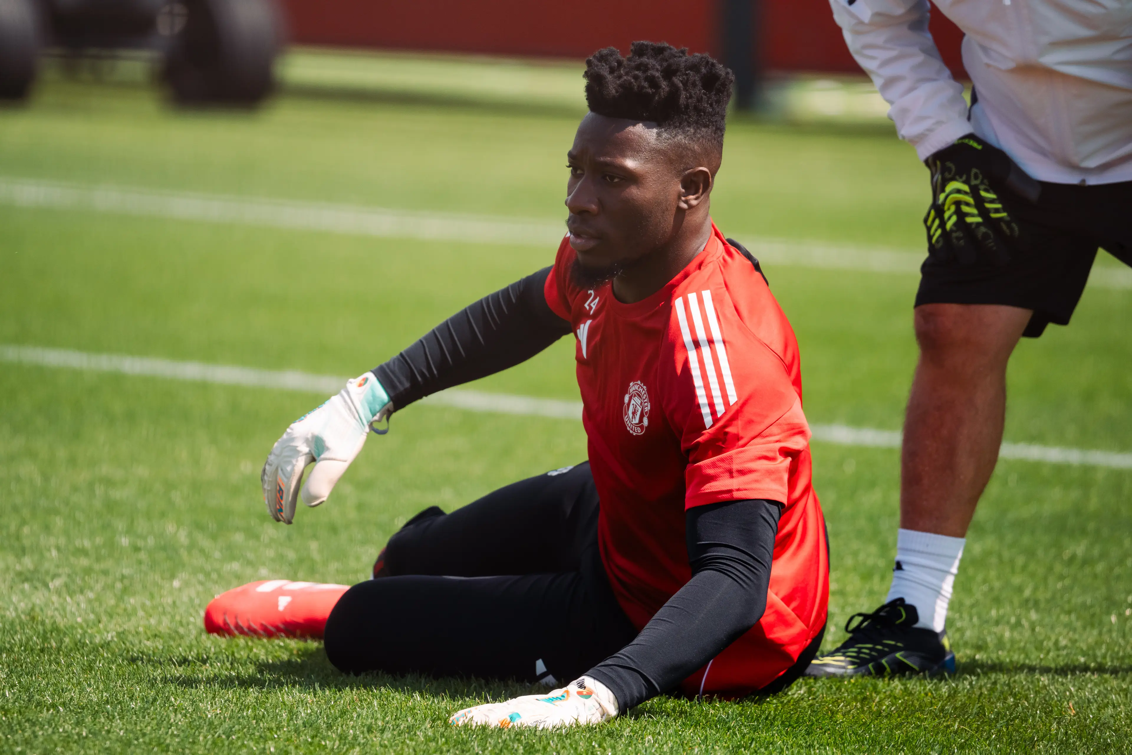 Andre Onana suffered a hamstring injury in training. Image: Getty 