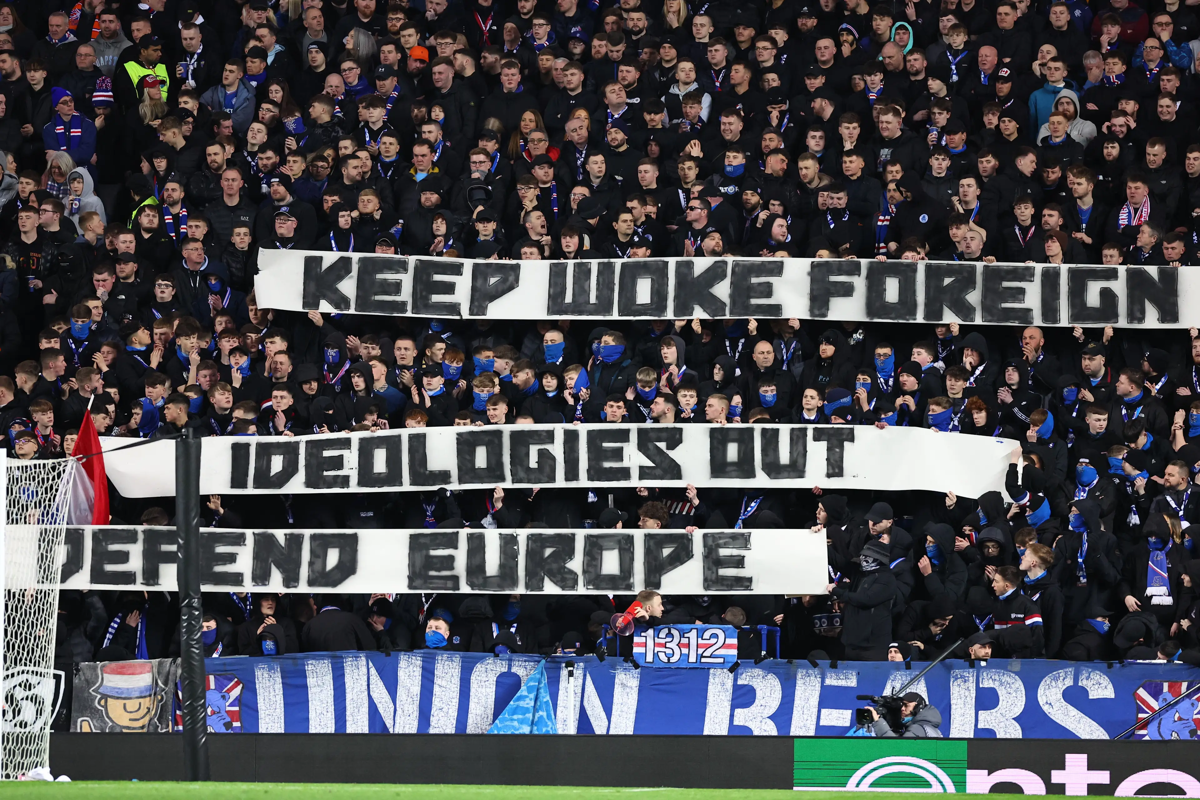 Rangers were sanctioned by UEFA for their offensive banner against Fenerbahce. Image: Getty 