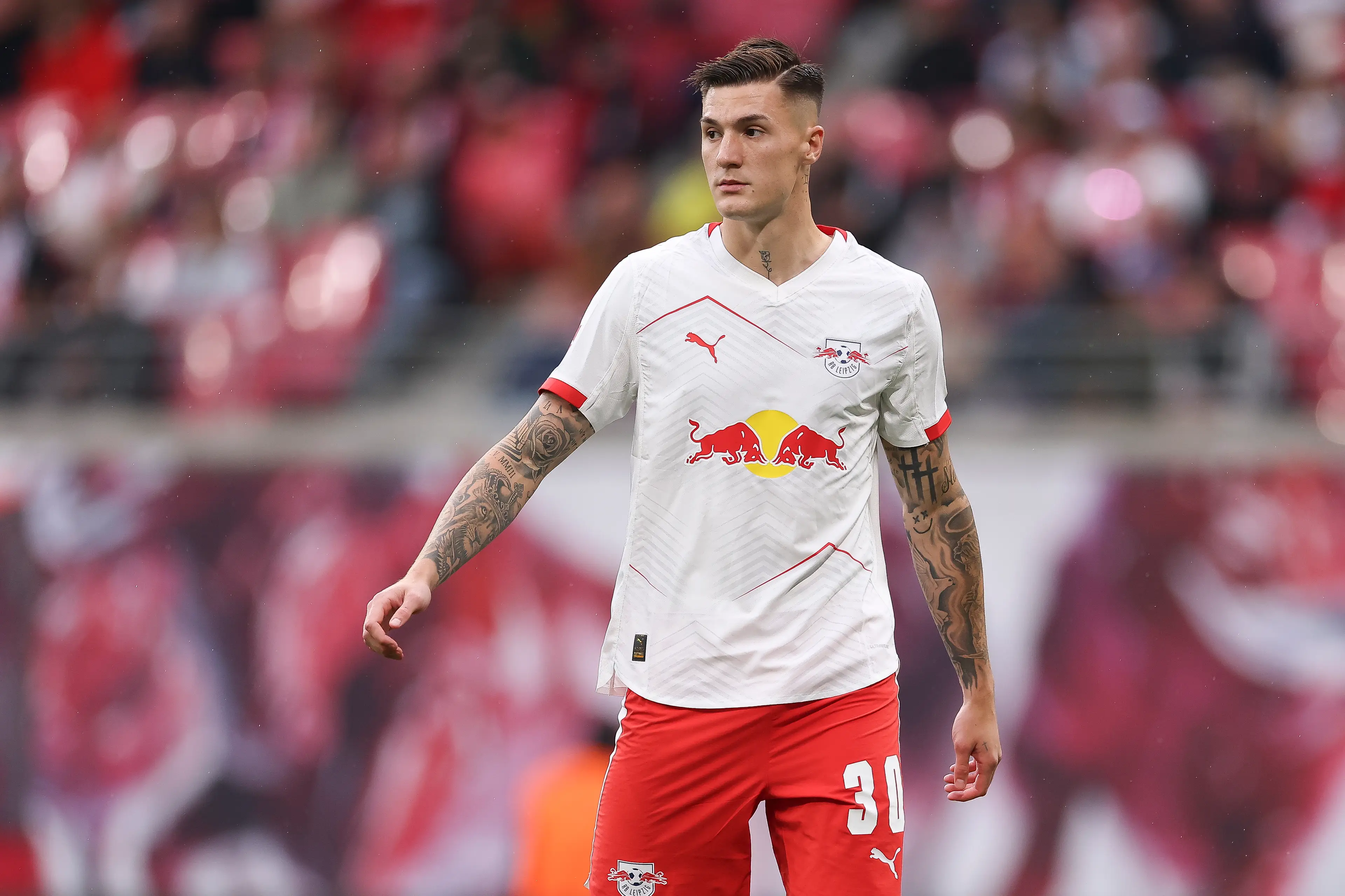 Manchester United have made an offer to RB Leipzig for Benjamin Sesko. Image: Getty