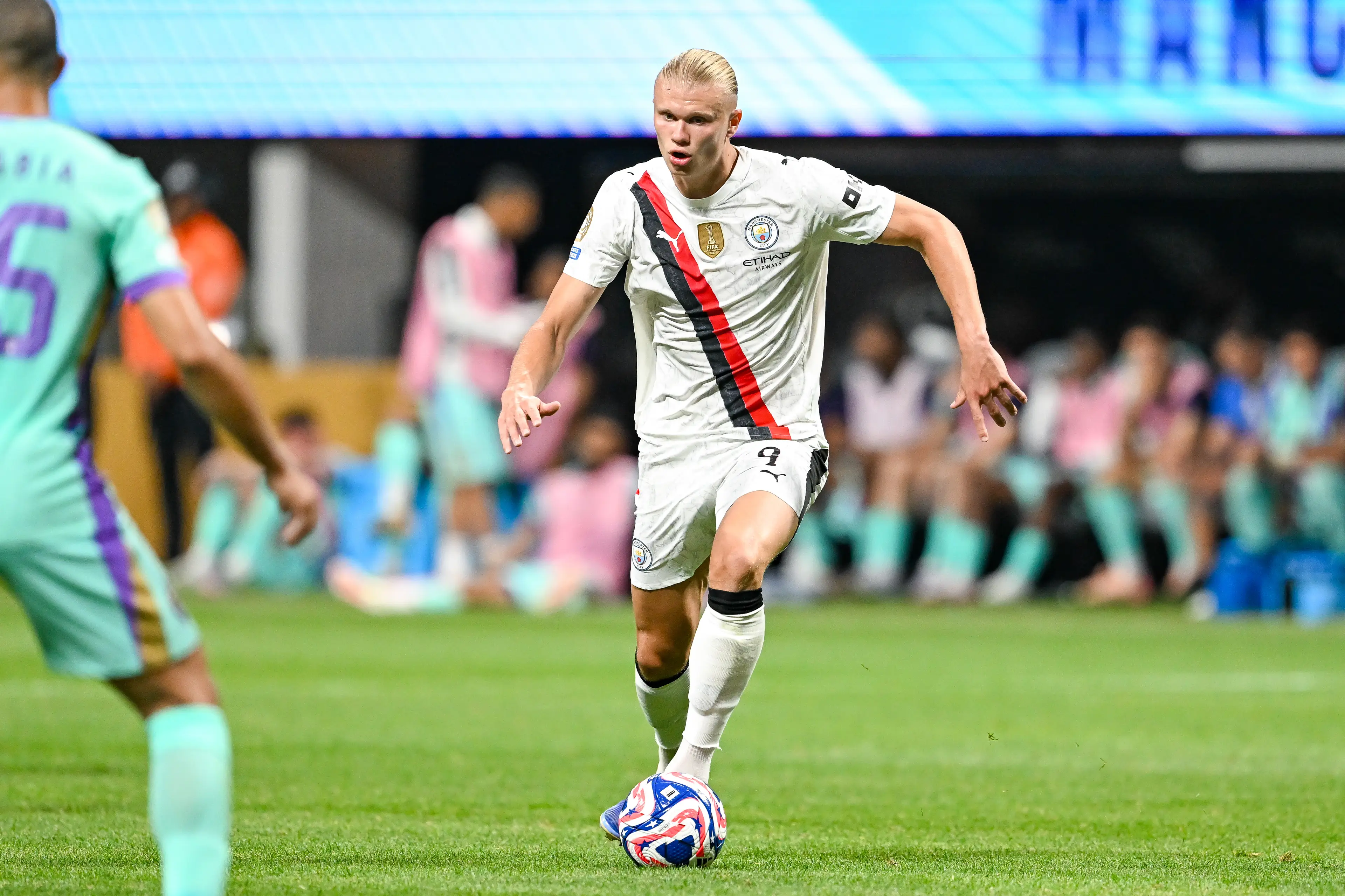 Erling Haaland has scored 85 goals in 97 matches in the Premier League since joining Manchester City. Image: Getty