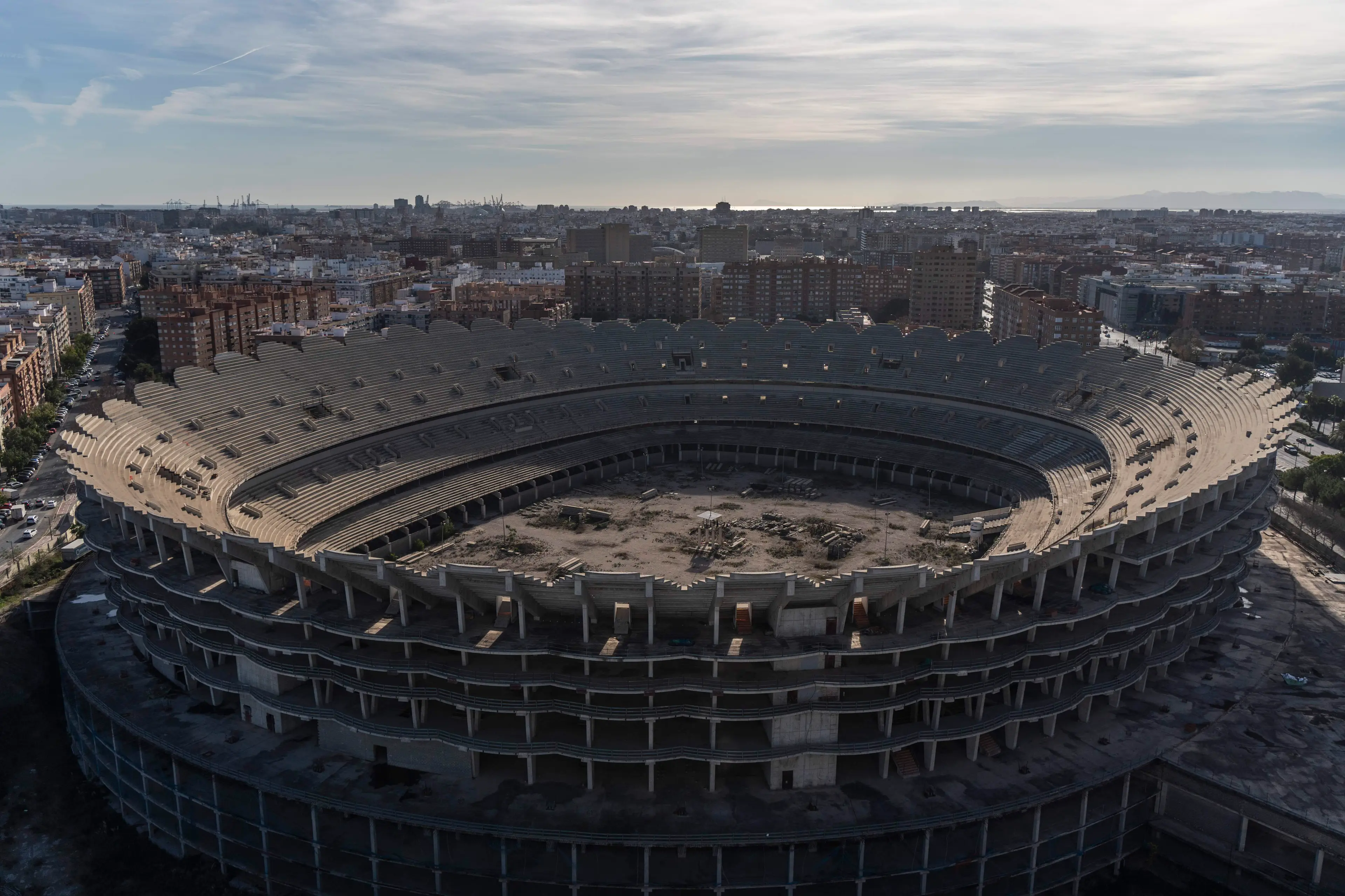 The stadium was half built after the project was halted due to financial issues. Image: Getty