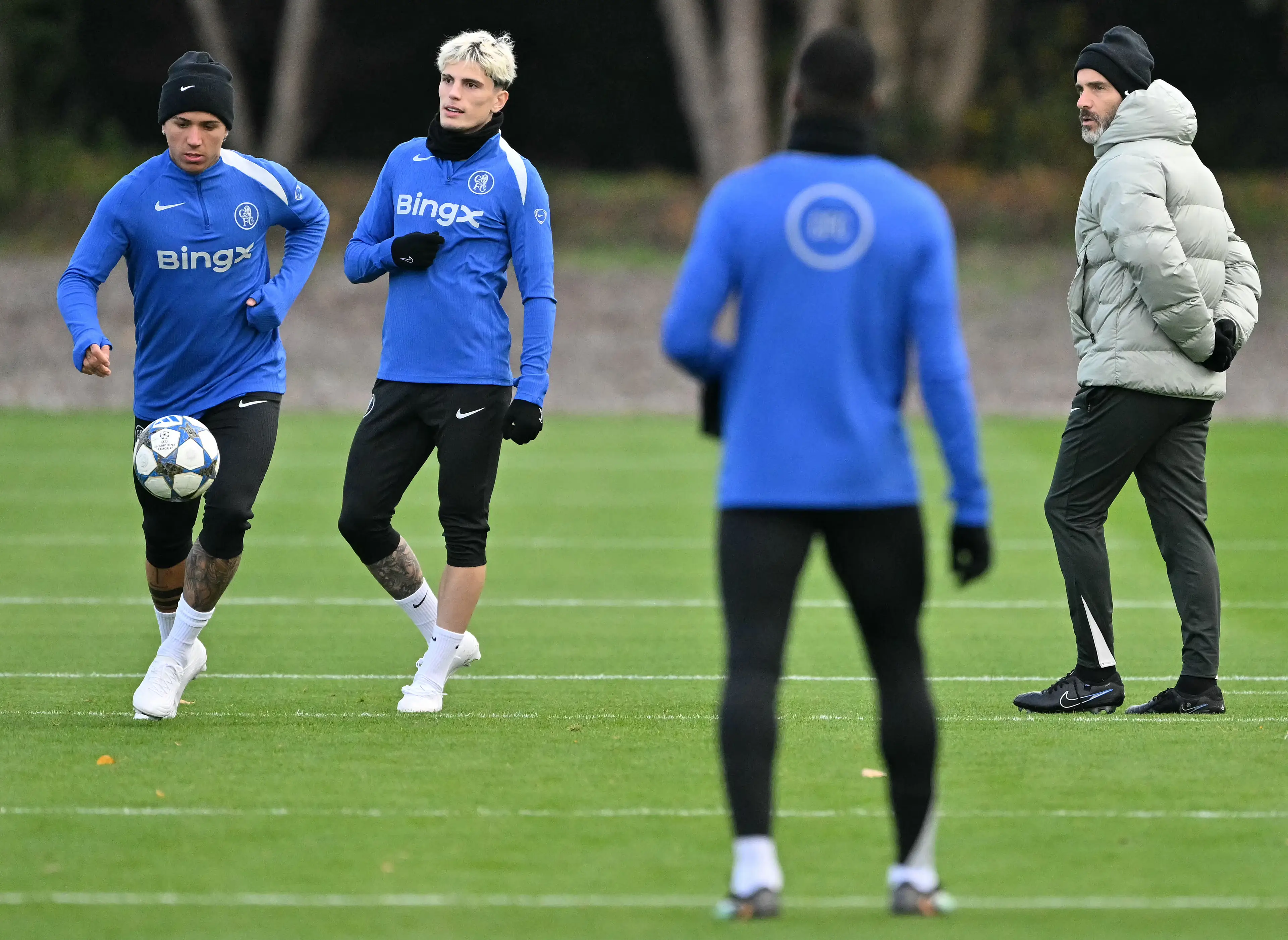 Alejandro Garnacho during a Chelsea training session. Image: Getty 