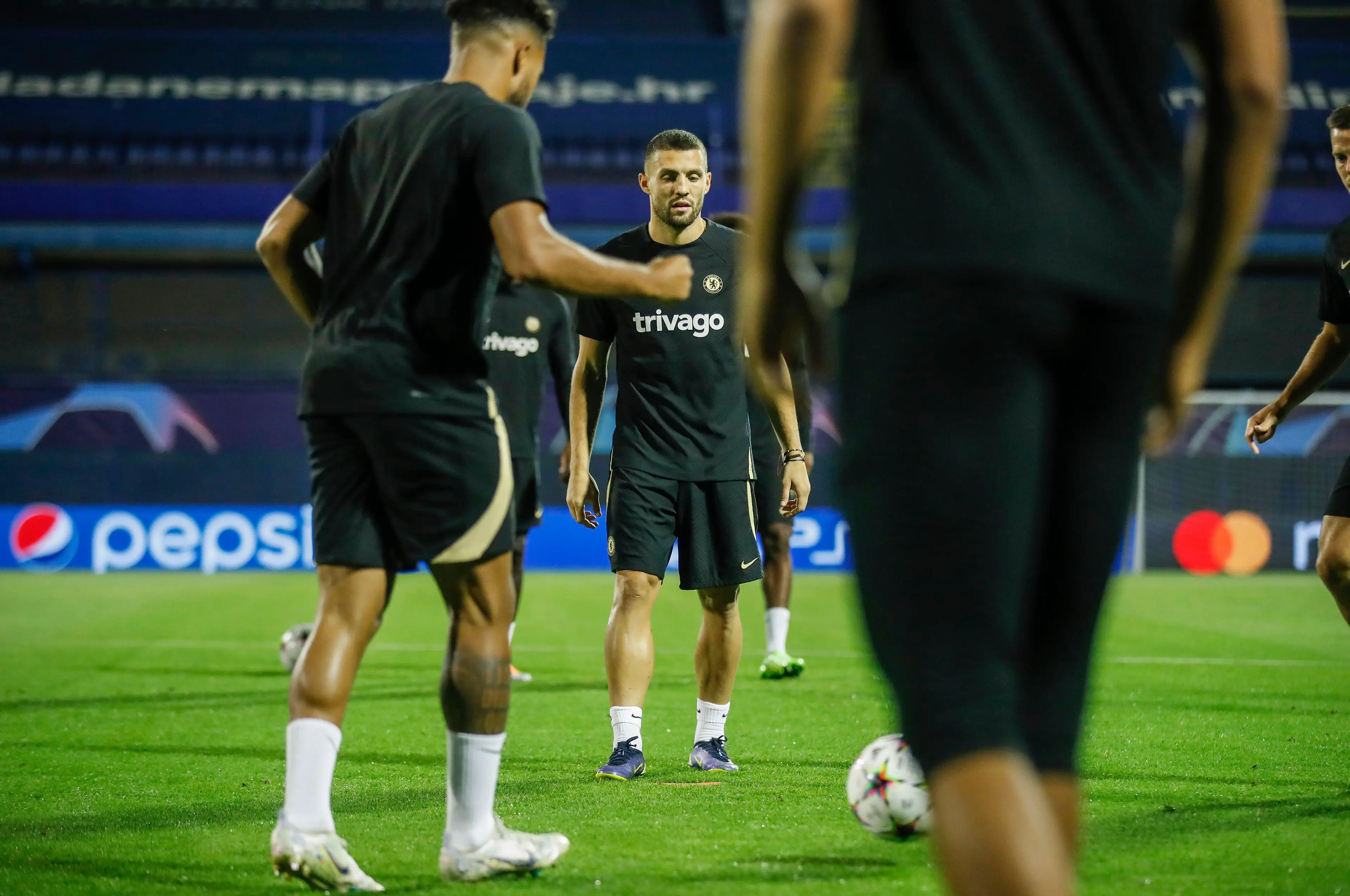 Mateo Kovacic in Chelsea training ahead of their clash vs Dinamo Zagreb. (Alamy)