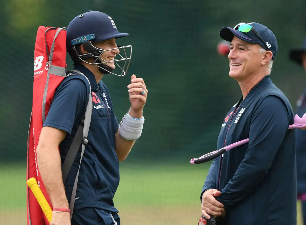 Graham Thorpe pictured with former England captain Joe Root -