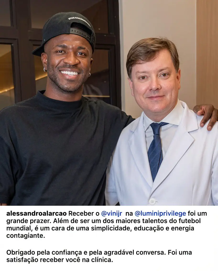 Vinicius Jr appears to have undergone a procedure. Image: Instagram