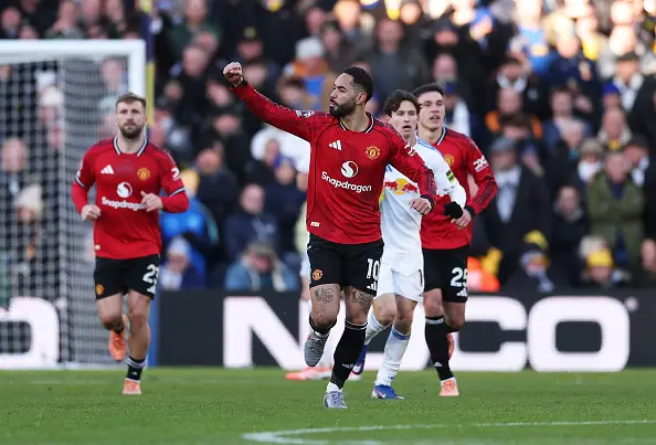 Matheus Cunha scored the last goal of the Amorim era at Man Utd in Sunday's 1-1 draw at Leeds (Image: Getty)