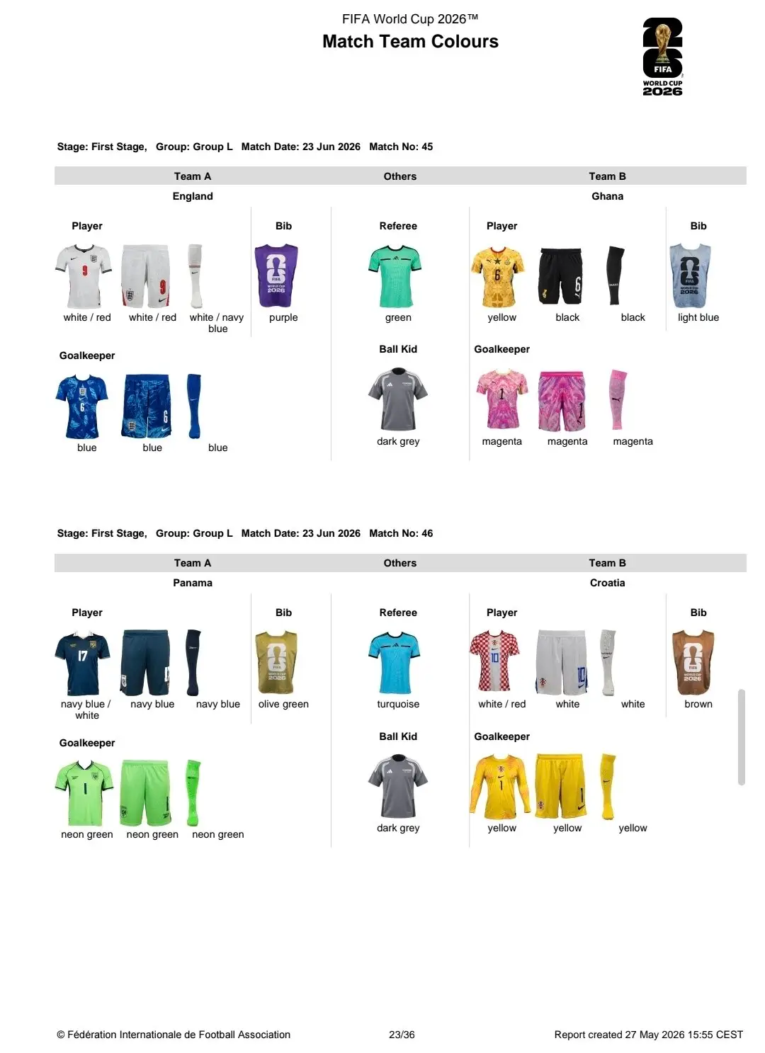 England will play in white for their clash against Ghana. Image credit: X/@lbertozzi