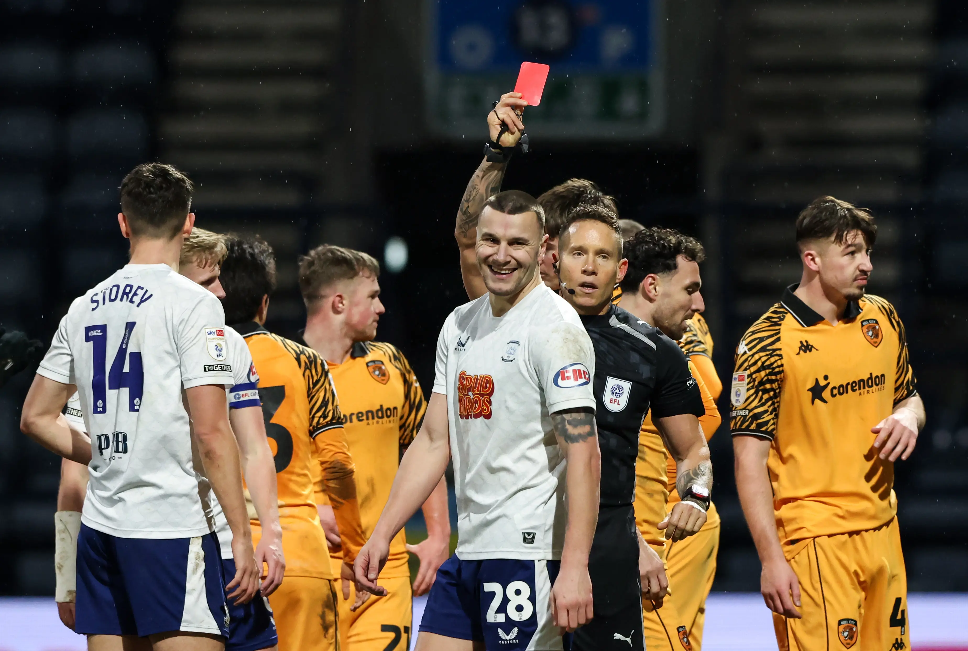 Milutin Osmajic was shown a red card against Hull City. Image: Getty 