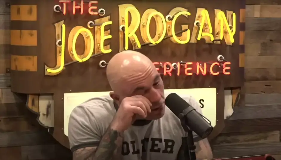 Joe Rogan fought back tears during the podcast segment. Image: The Joe Rogan Experience 
