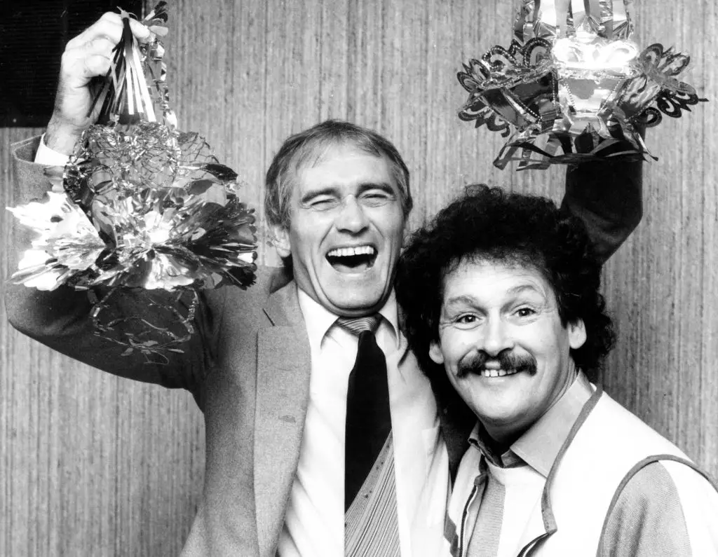 Bobby Ball (right) pictured with Tommy Cannon in December 1987 (Image: Getty)