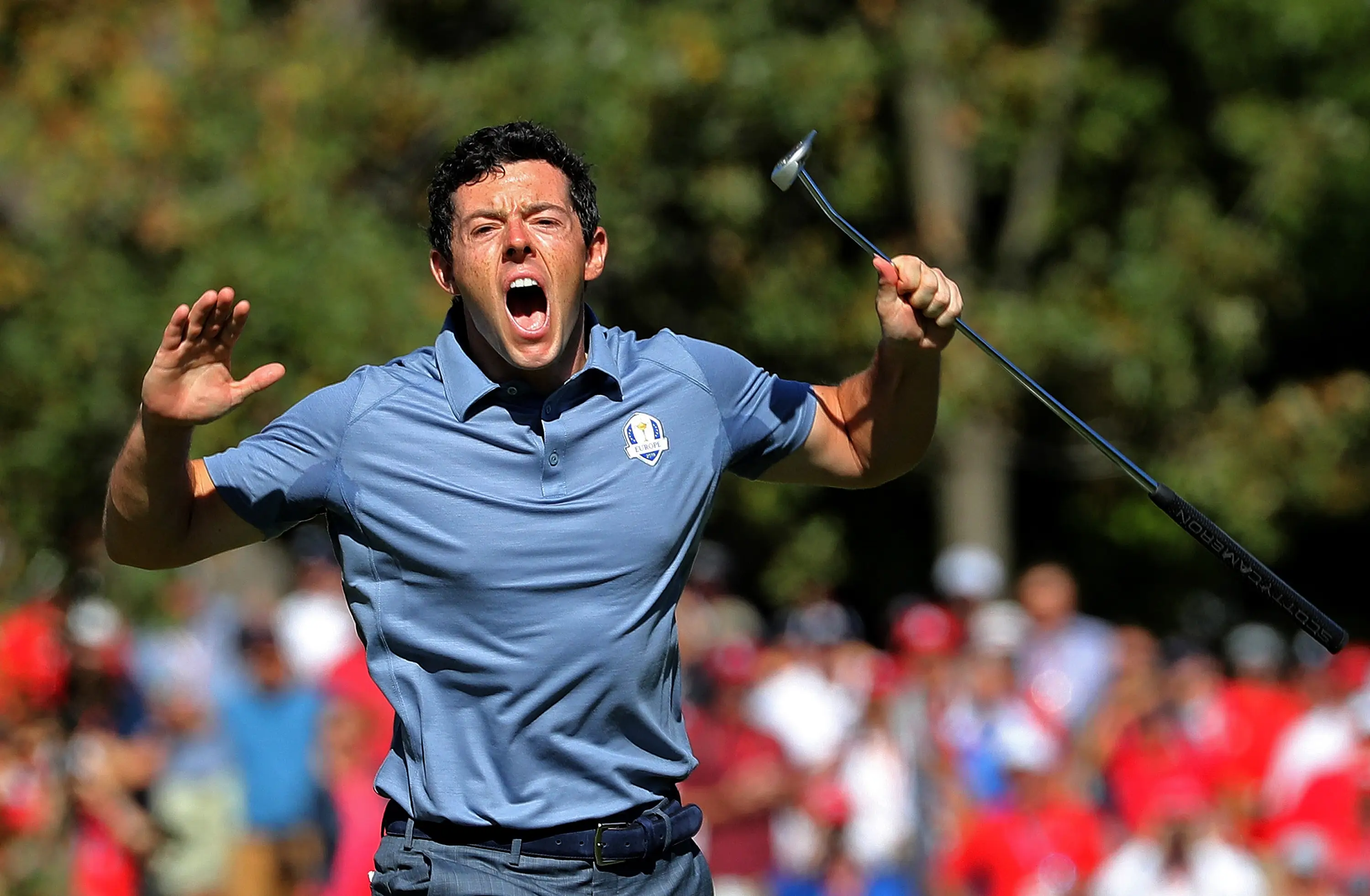 Rory McIlroy celebrates at the 2016 Ryder Cup (Image: Getty)