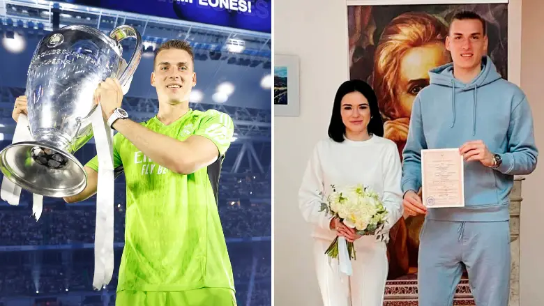 Real Madrid goalkeeper Andriy Lunin hits back after being called out for getting married in a tracksuit