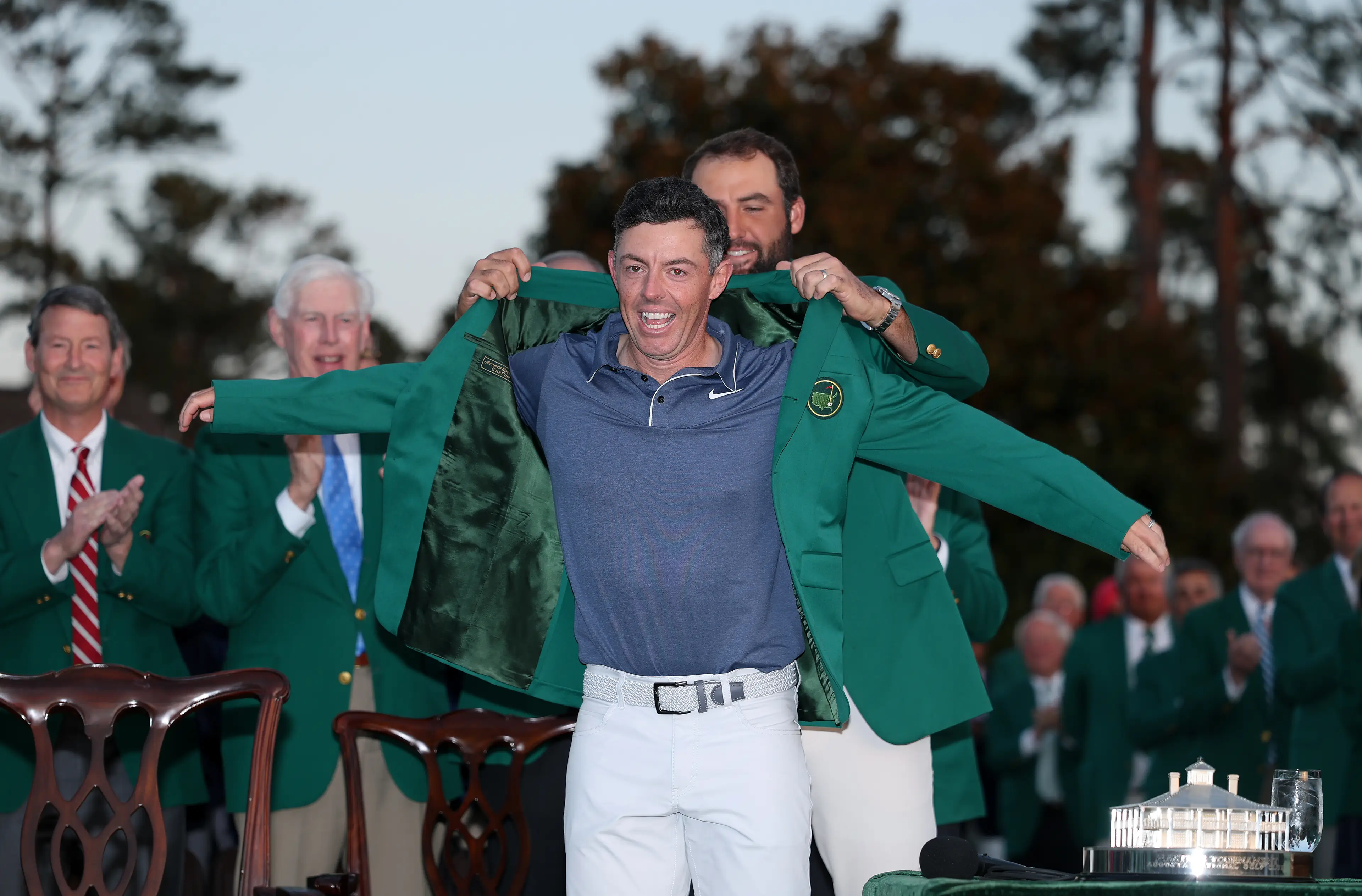 Rory McIlroy was finally presented with the coveted green jacket. Image: Getty