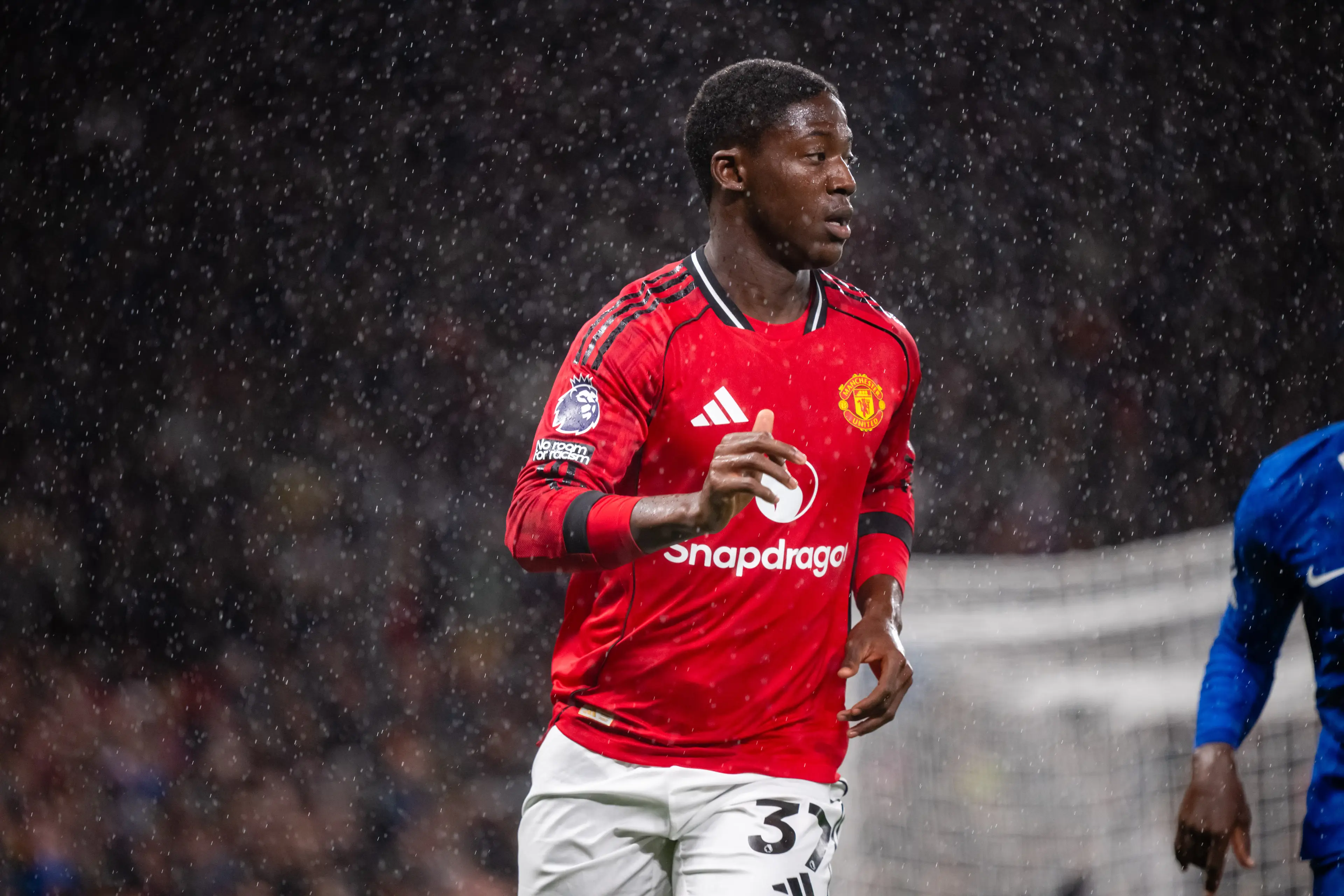 Kobbie Mainoo in action for Manchester United against Chelsea. Image: Getty 