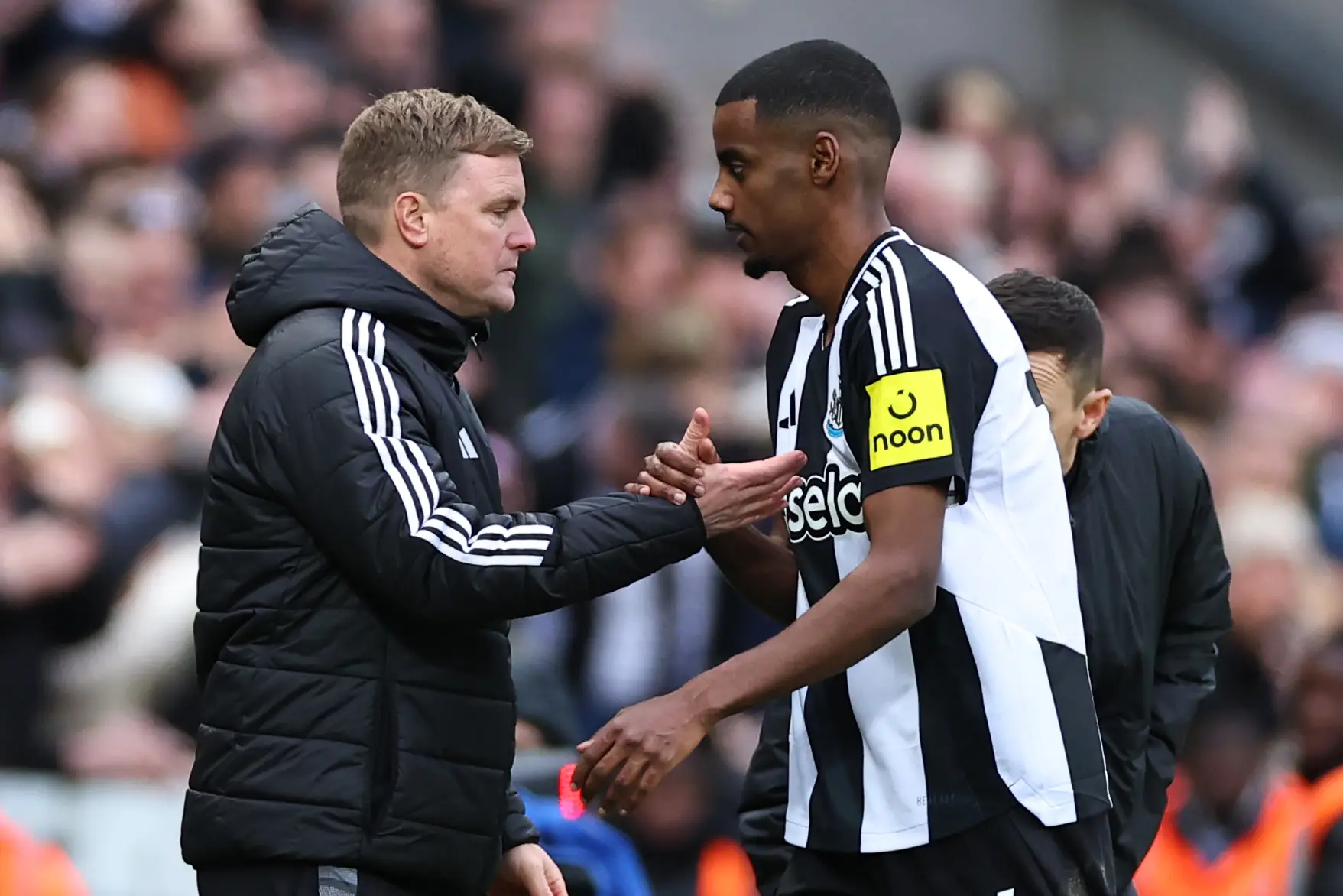 Eddie Howe could take the lead on contract talks with Alexander Isak. Image: Getty 