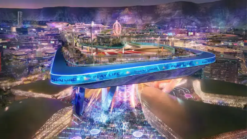 Turn 1 of the track, named 'The Blade,' will be built 70 metres above the ground. (Image: Fox Sports)