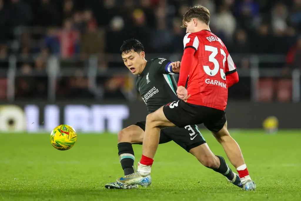 Wataru Endo was awarded the player of the match award after Wednesday's Carabao Cup match against Southampton. (Image: Getty) 
