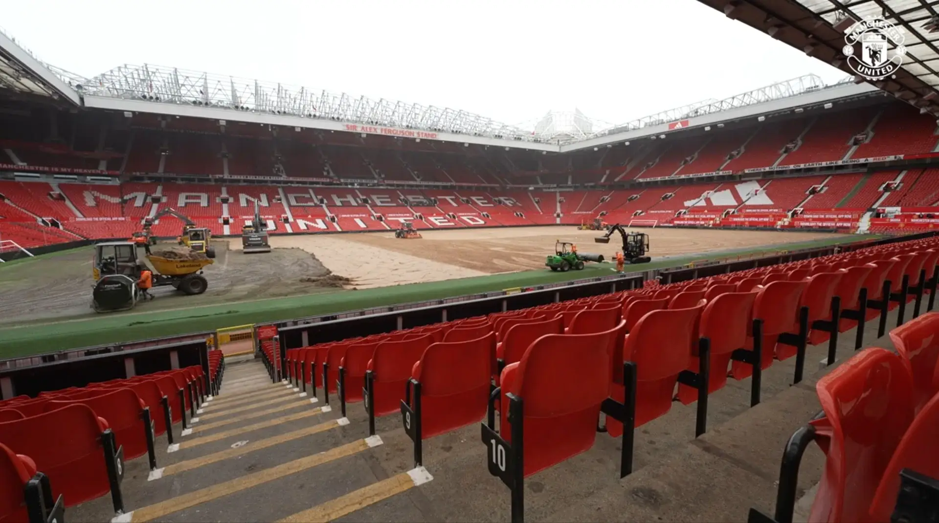 The Old Trafford pitch is being completely dug up. Image credit: Manchester United