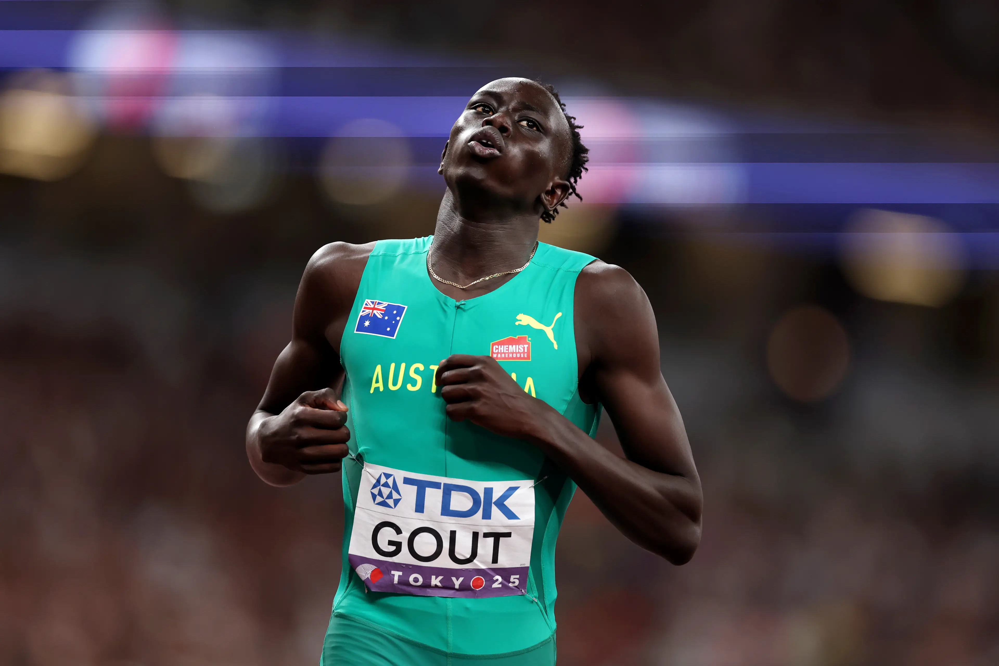 Gout Gout at the World Athletics Championships in Tokyo. Image: Getty