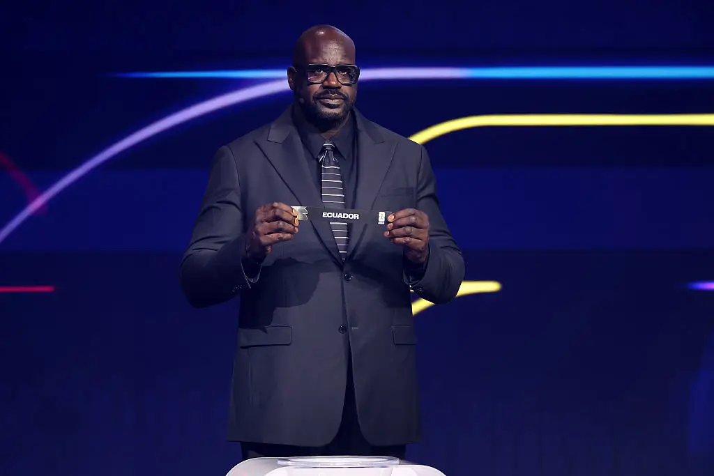 Shaquille O’Neal is taking part in the World Cup draw. (Image: Hector Vivas - FIFA/FIFA via Getty Images)
