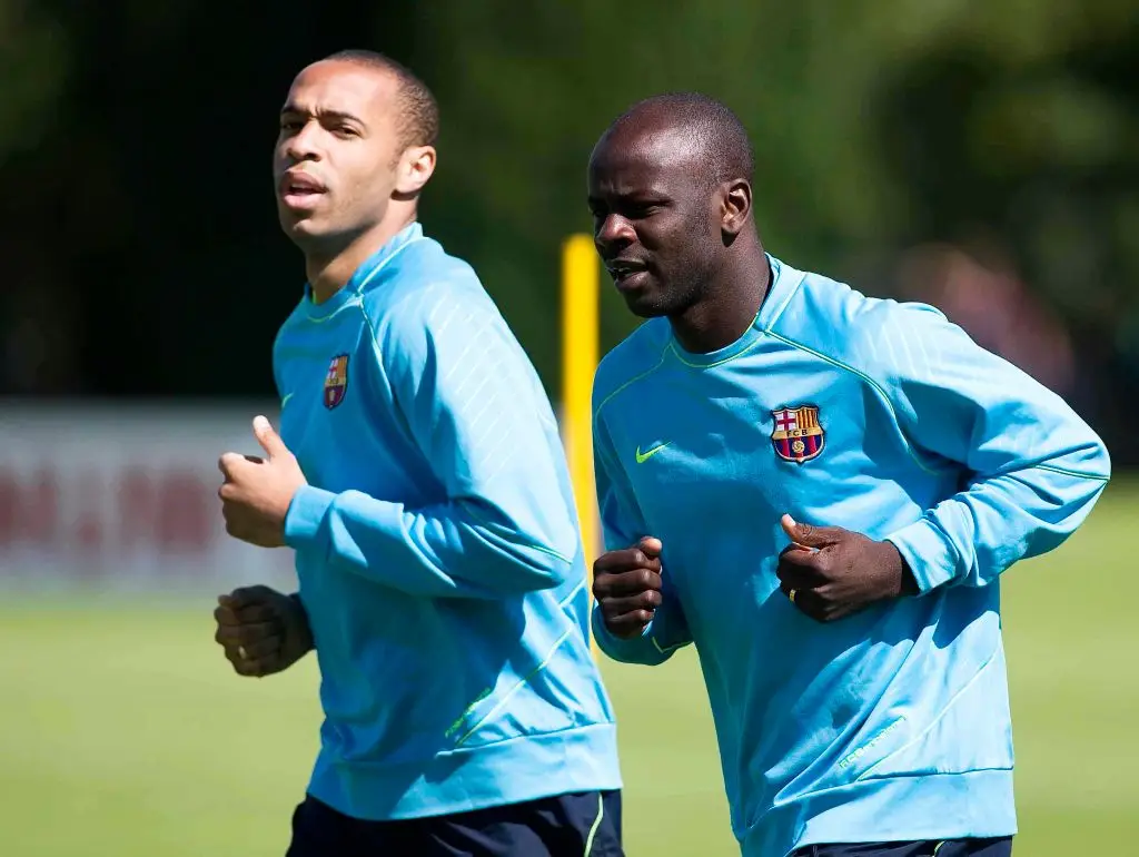 Thierry Henry and Lilian Thuram at Barcelona (Credit:Getty Images)