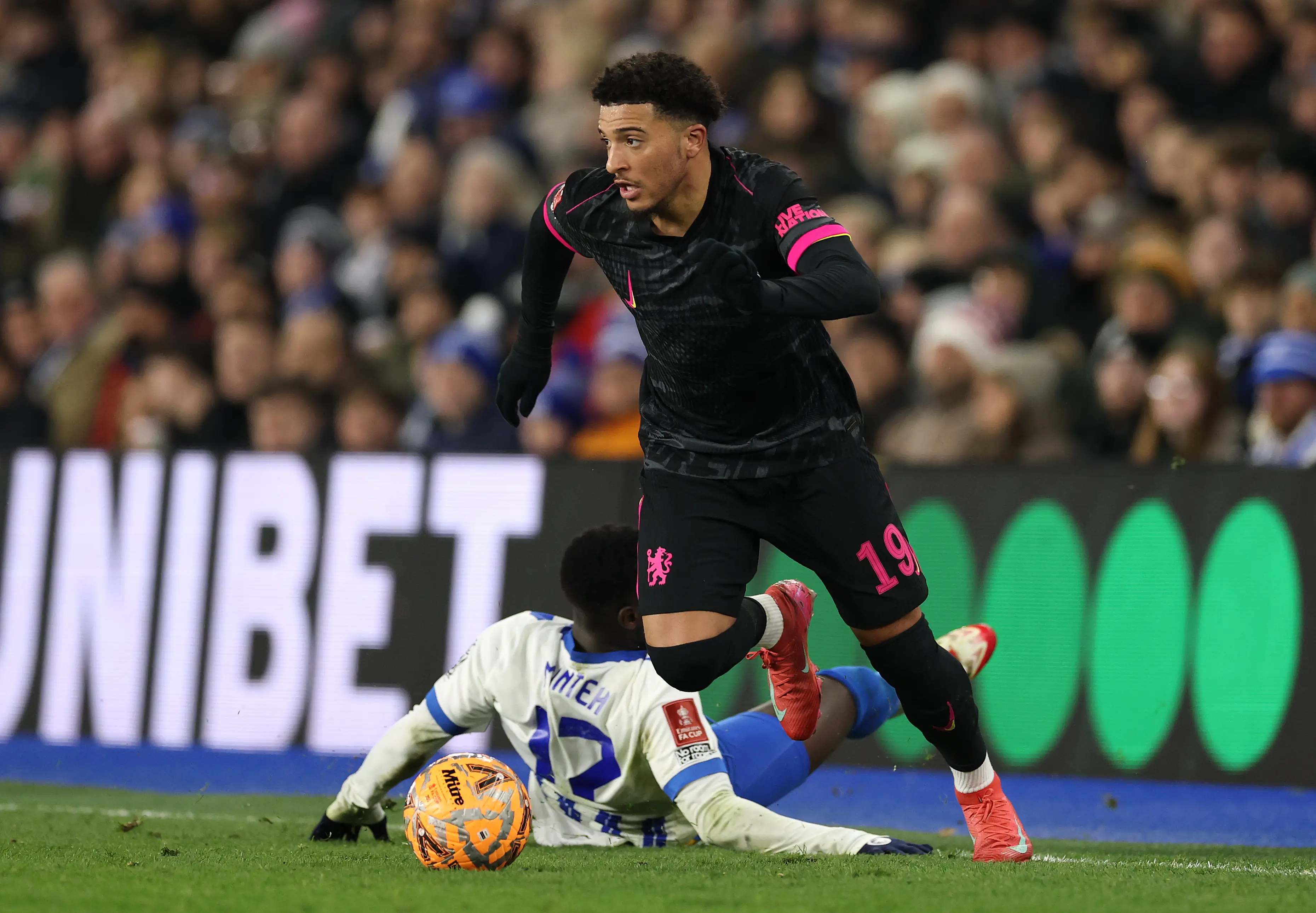 Jadon Sancho is on loan at Chelsea from Manchester United. Image: Getty