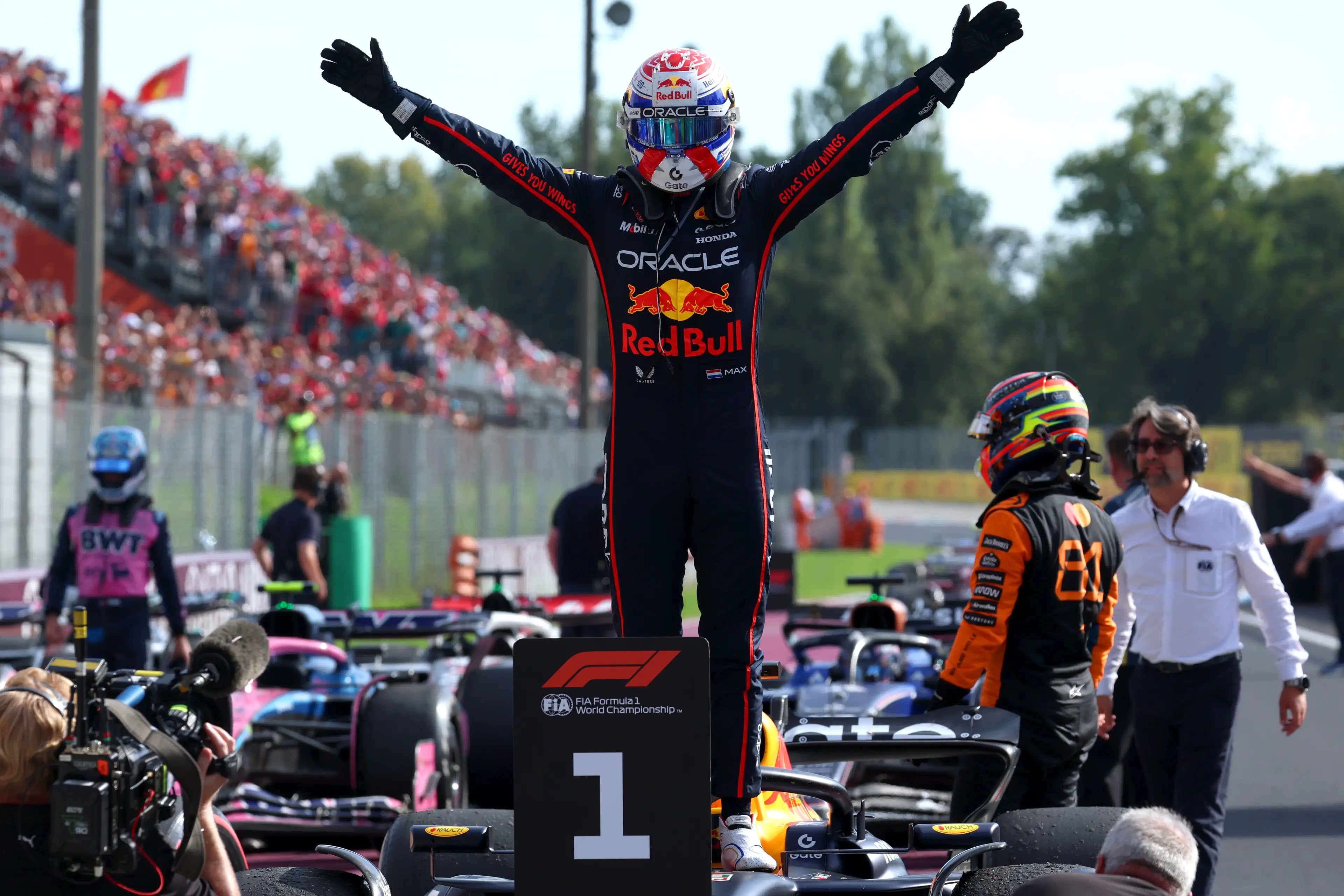 Max Verstappen celebrates Italian GP success (Image: Mark Thompson / Staff via Getty)