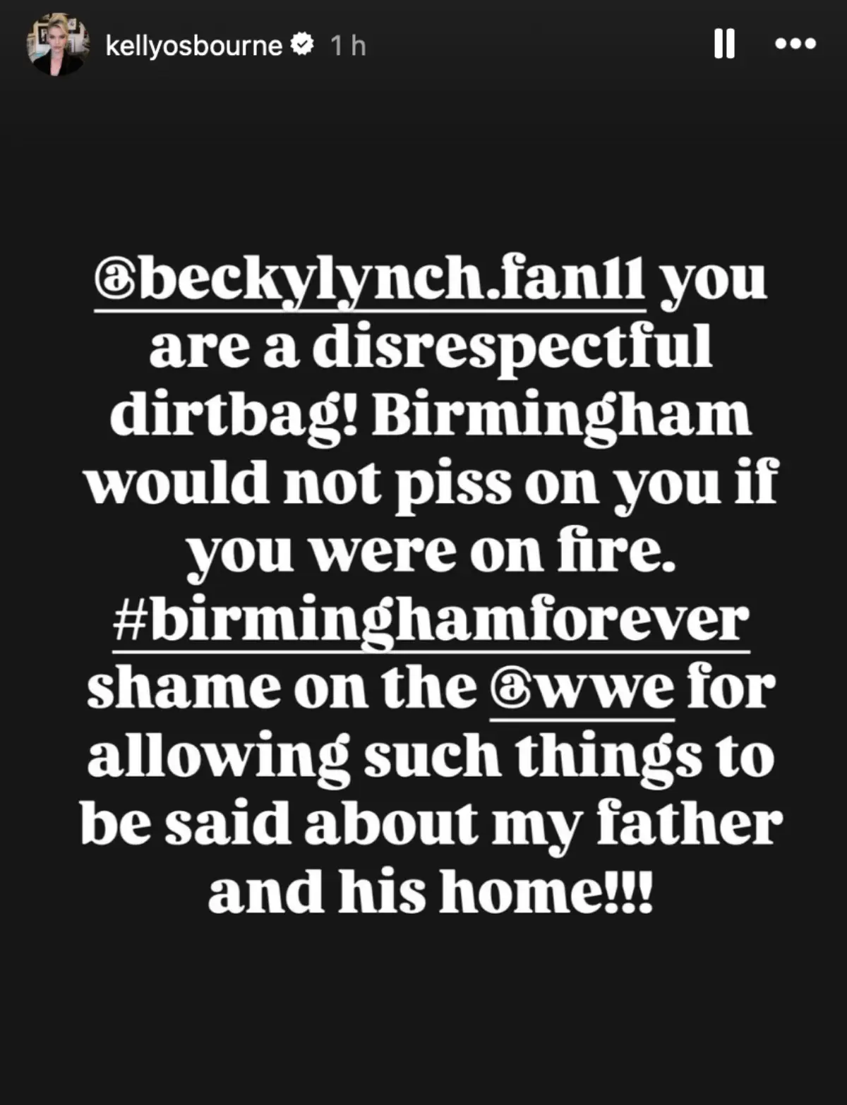 Kelly Osbourne reacted to Becky Lynch's insult on Instagram. Image: Instagram/@KellyOsbourne