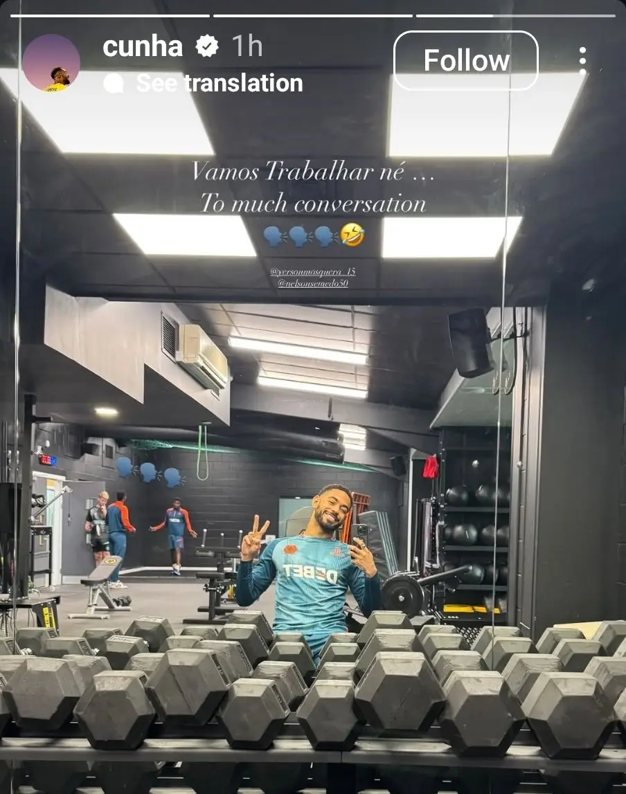 Matheus Cunha responded on Instagram. Image: Instagram/@cunha