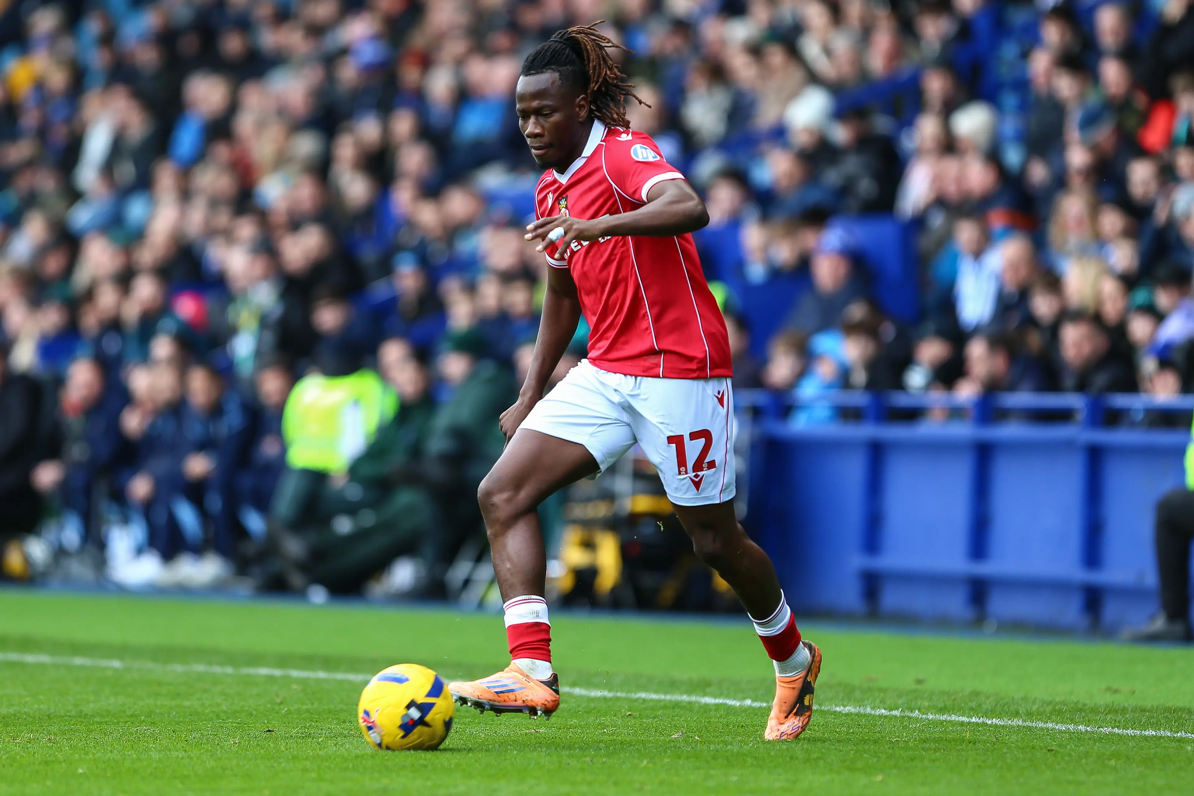 Issa Kabore in action for Wrexham. Image: Getty 