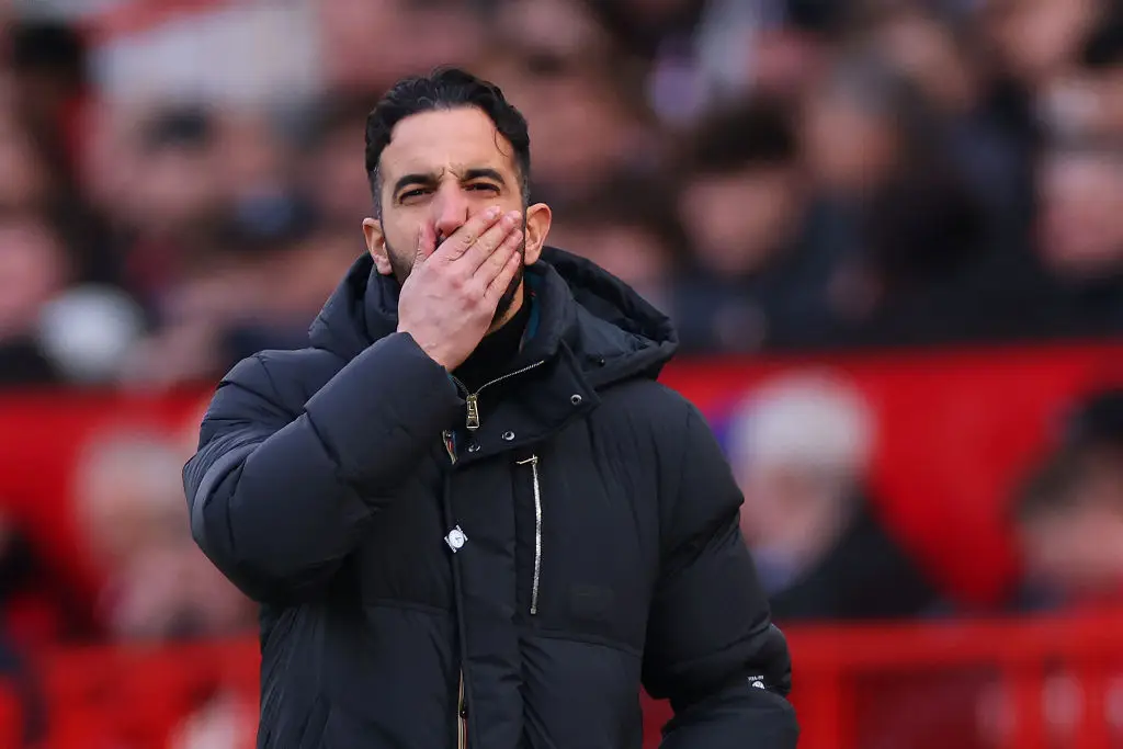 Ruben Amorim pictured during Manchester United's 2-0 defeat to Crystal Palace on Sunday (Image: Getty)