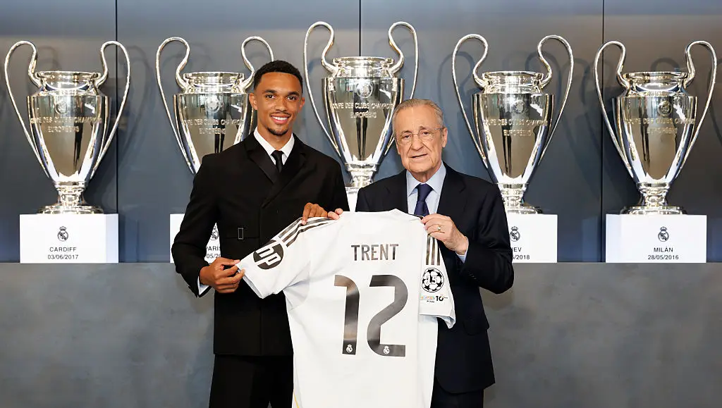 Trent Alexander-Arnold was unveiled as a Real Madrid player on Thursday. (Image: Getty)