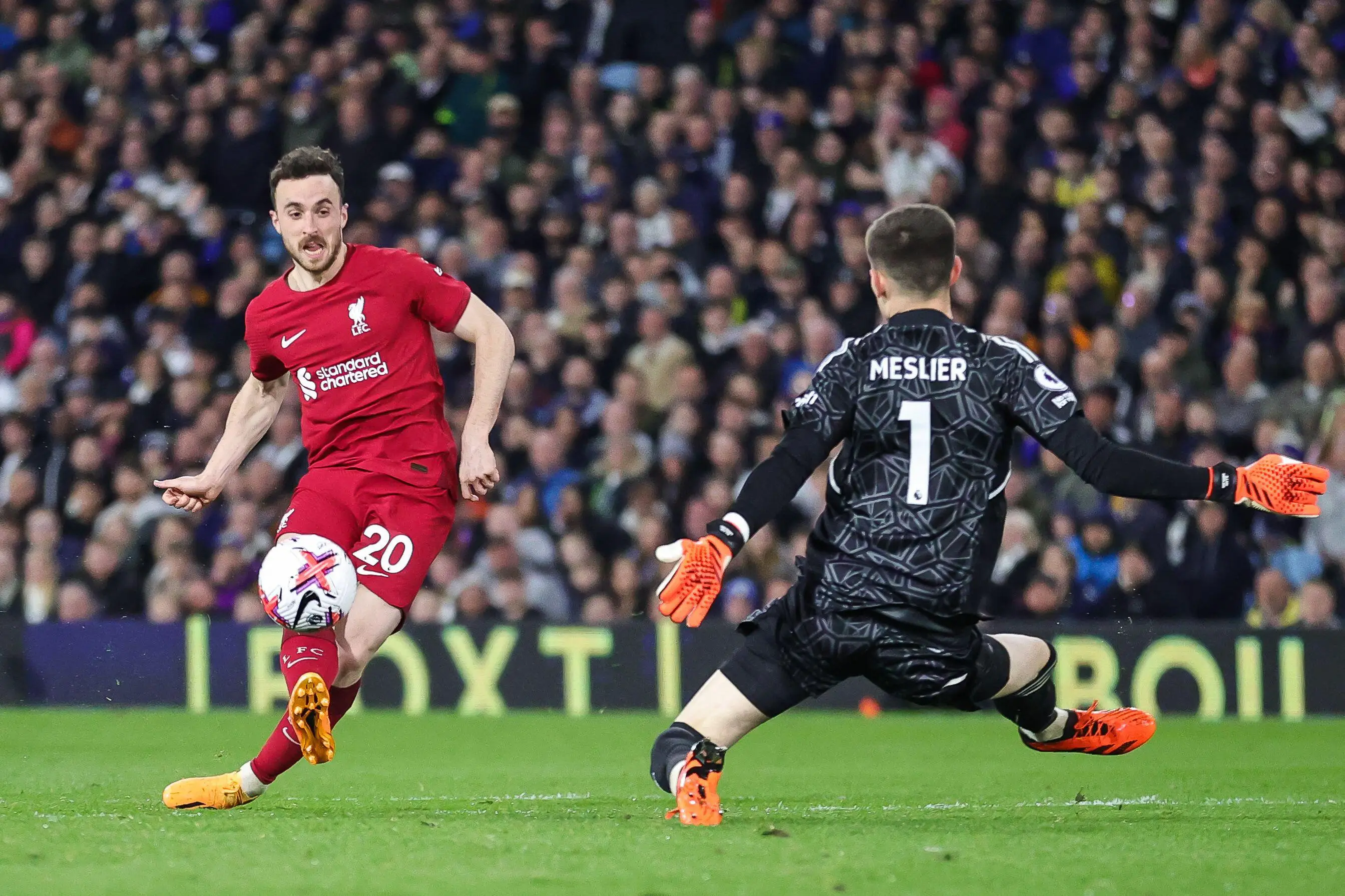 Jota scores against Leeds. Image: Alamy