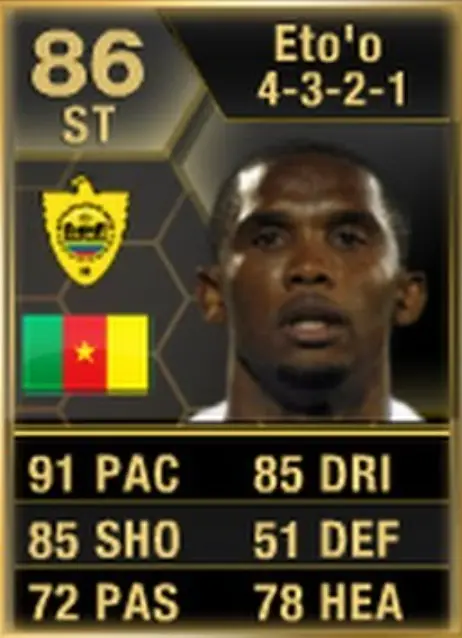Eto's in-form card was a popular one. Image credit: EA Sports/futbin