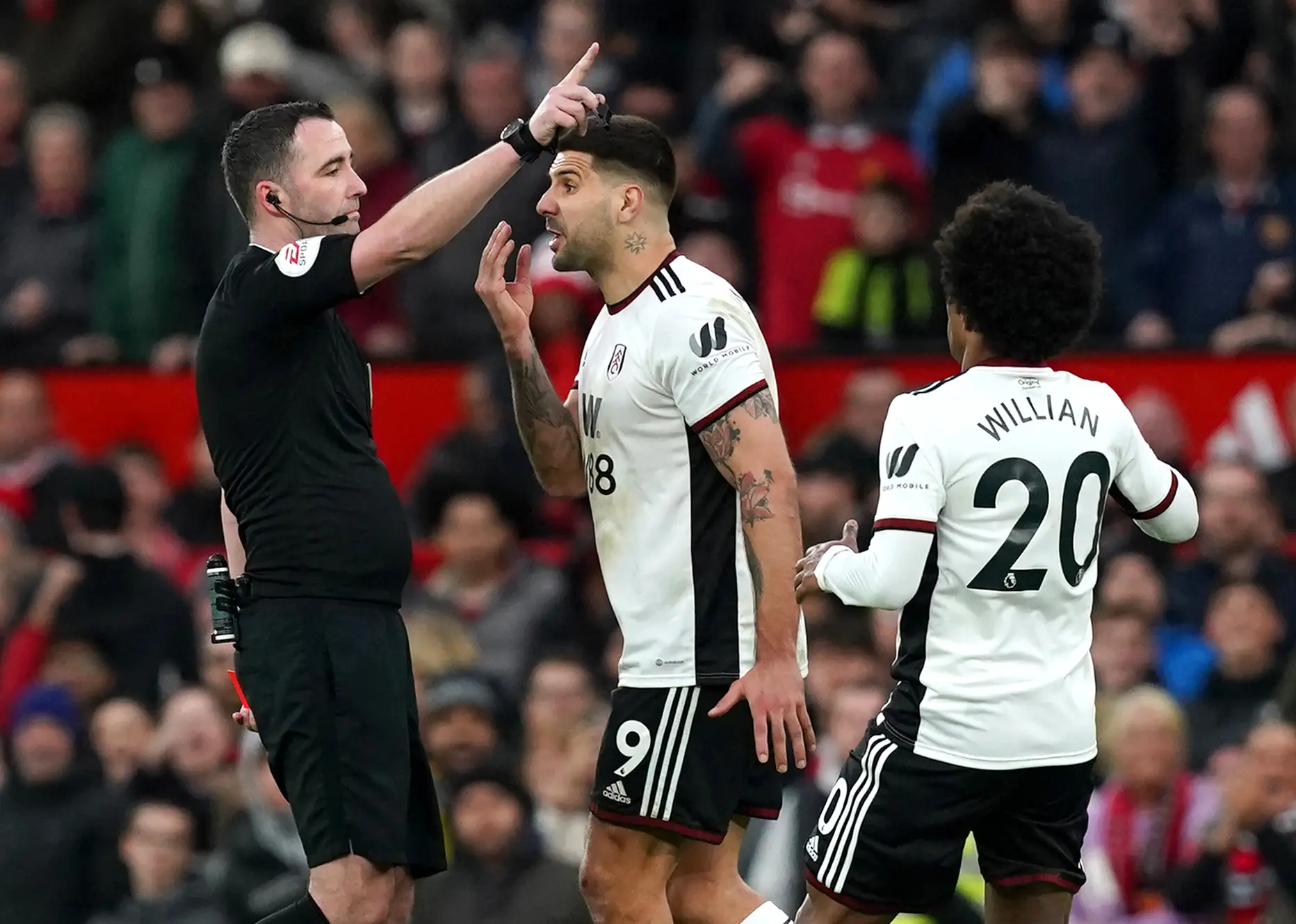 Aleksandar Mitrovic was sent off for Fulham at Manchester United in the FA Cup.