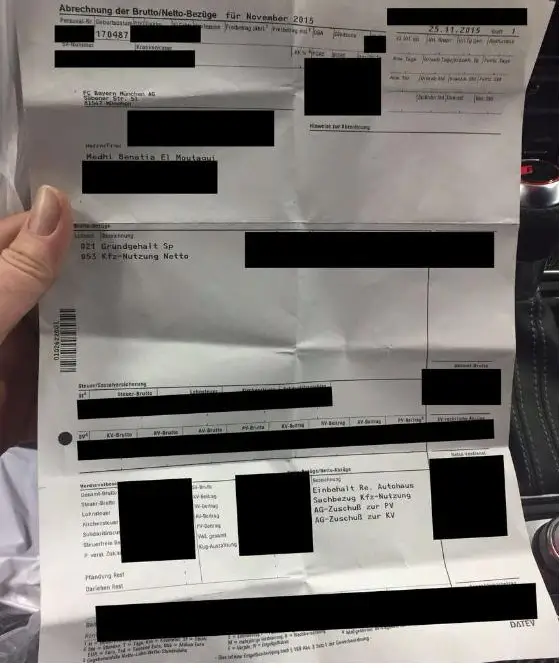 Benatia's leaked payslip (Image: X/iMiaSanMia)