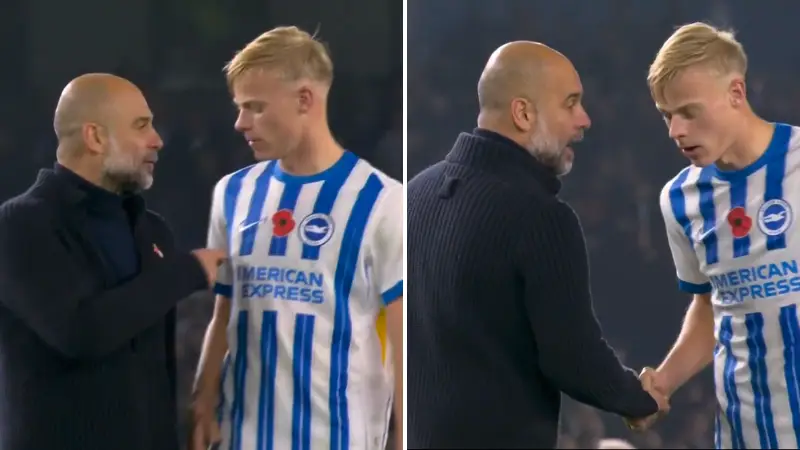 Lip reader reveals what Pep Guardiola REALLY said to Jan Paul van Hecke in heated exchange after Brighton vs Man City