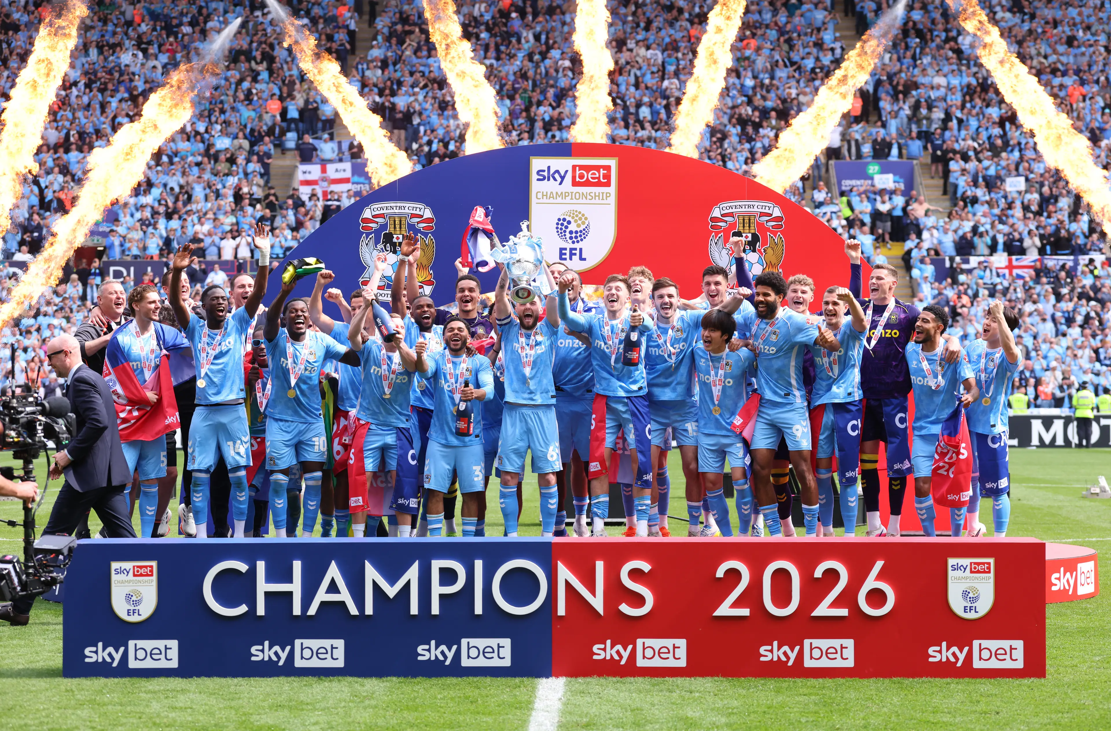 Coventry celebrate winning the Championship title. Image credit: Getty