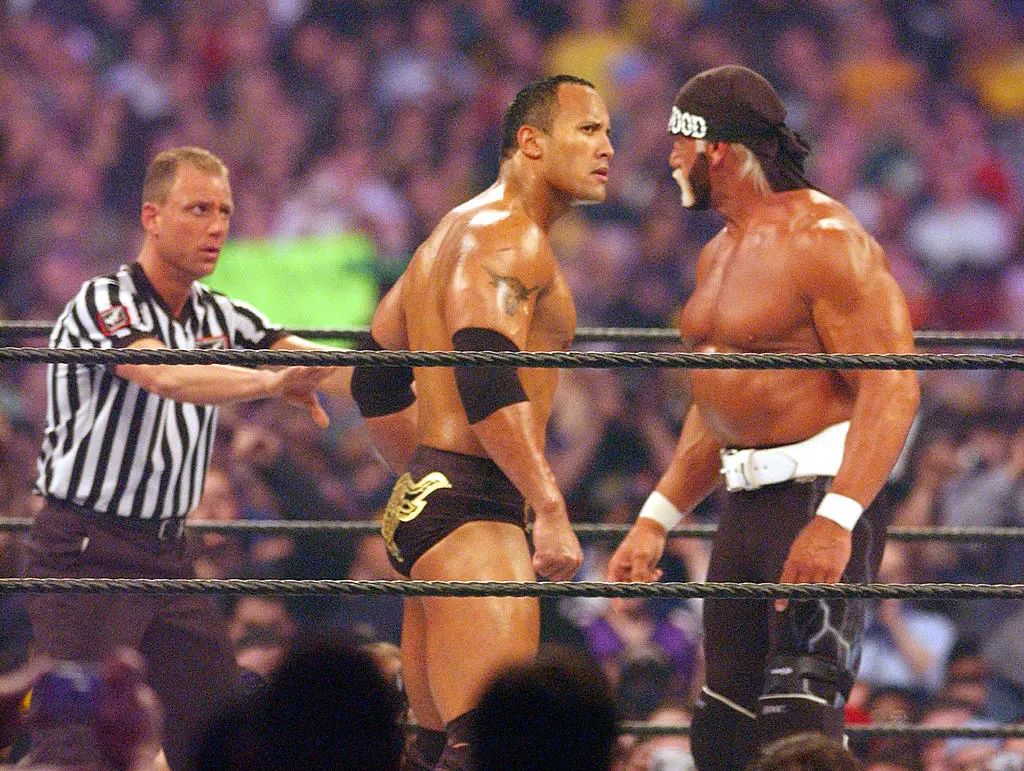 The Rock faced off against Hulk Hogan at WrestleMania X8 - Getty