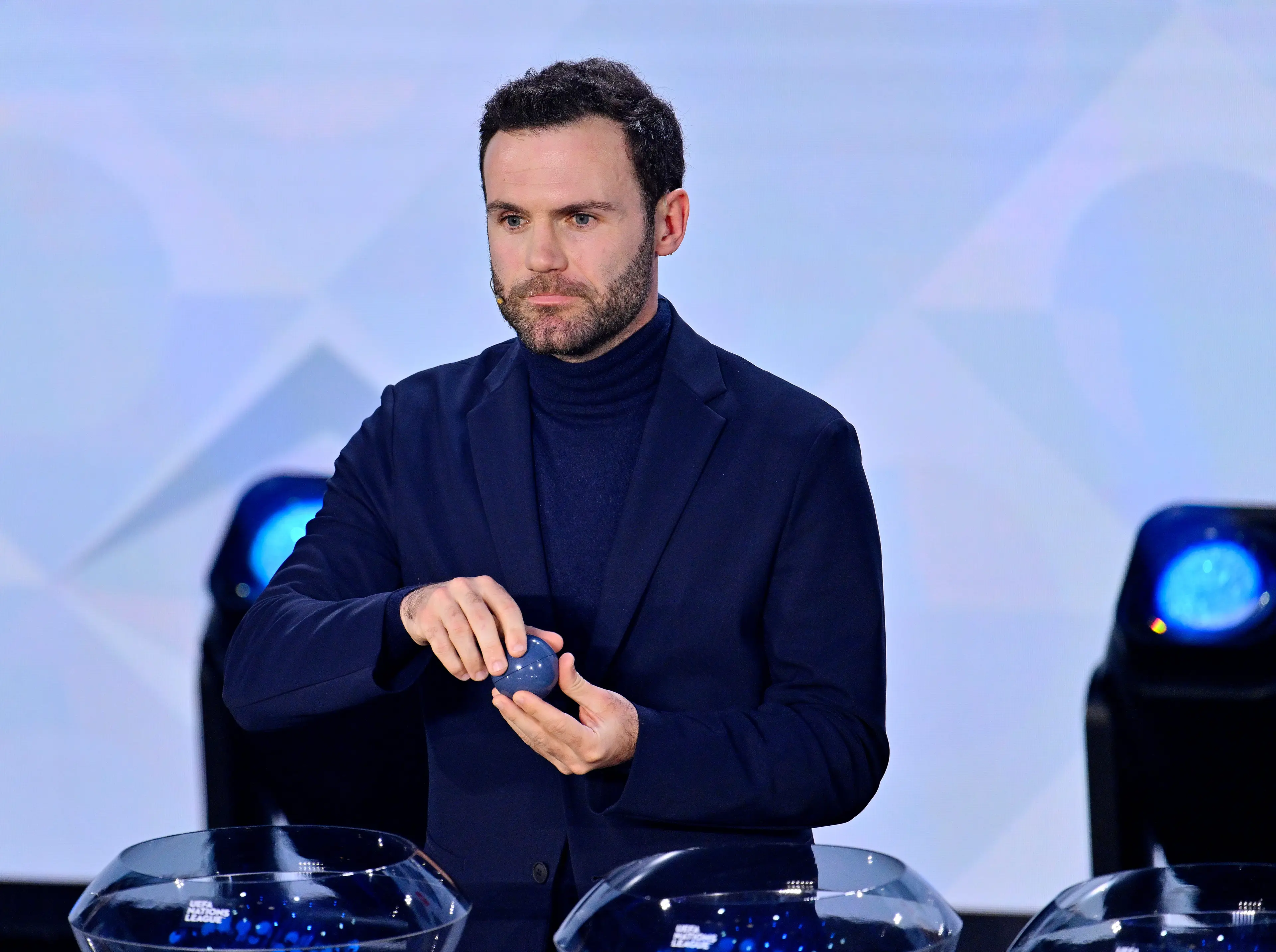 Juan Mata was the special guest during the 2024/25 Nations League draw (Image: Getty)