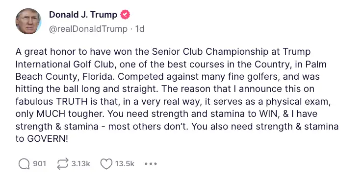 @realDonaldTrump/Truth Social.