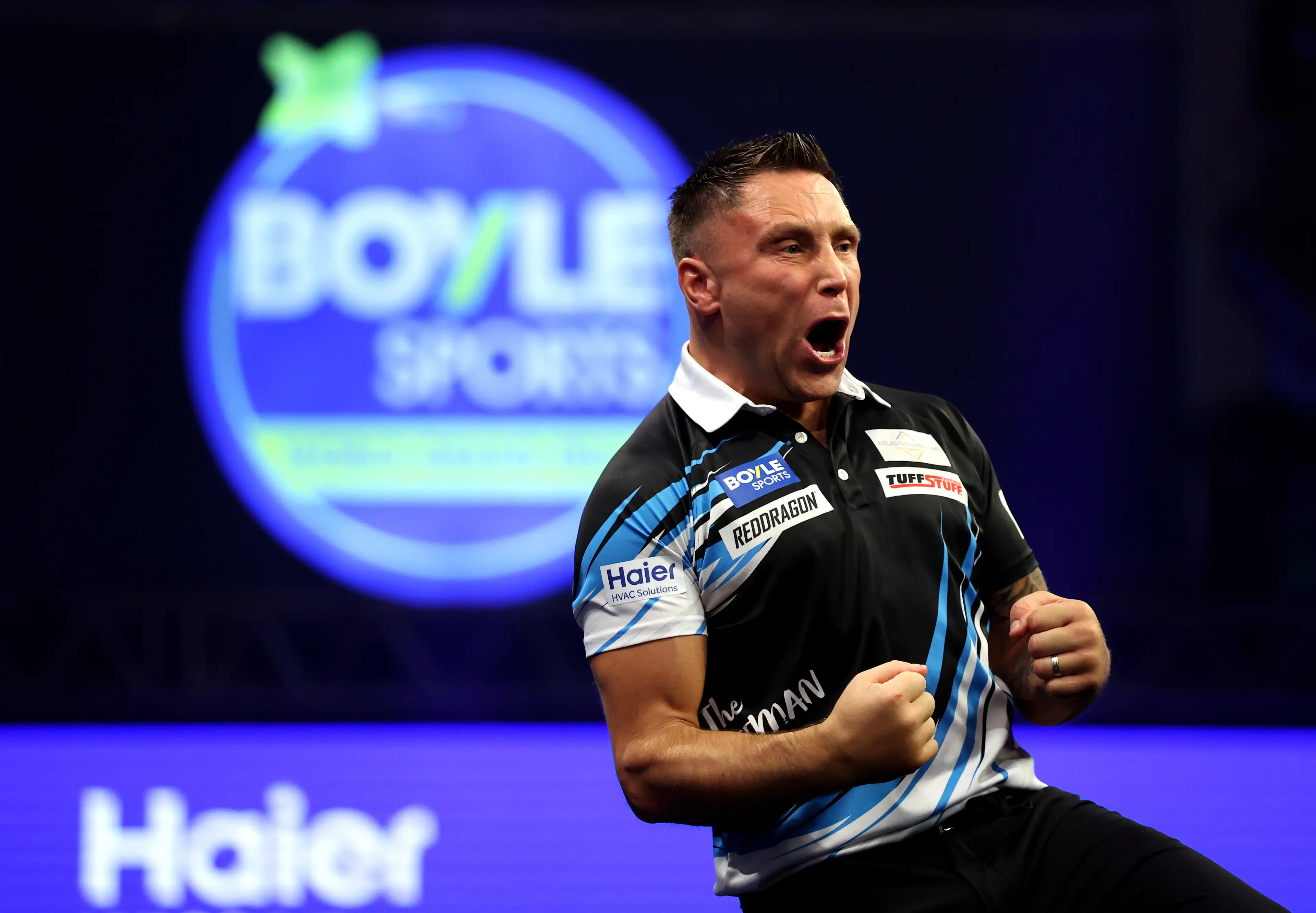Gerwyn Price beat James Wade at the Grand Slam of Darts. (Image: Getty)