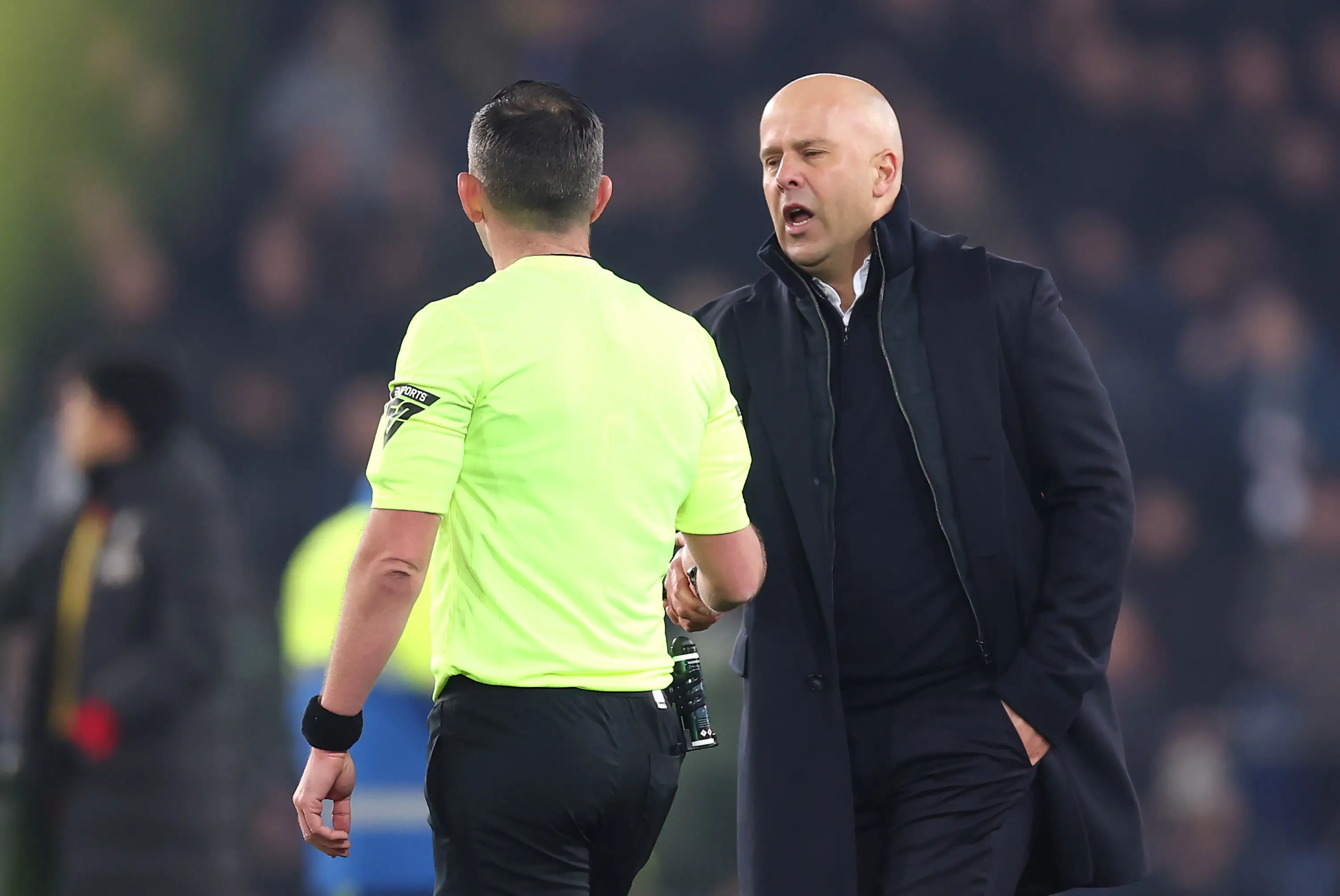 Arne Slot has received a two-game touchline ban. Image: Getty