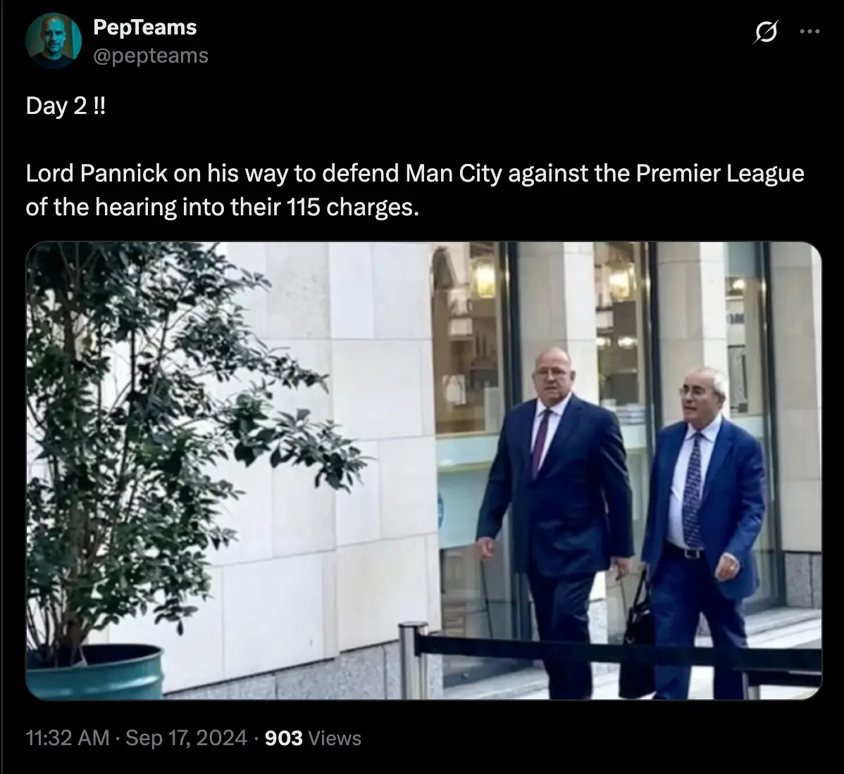 Lord Pannick arriving at London's IDRC last year (Image: Twitter)